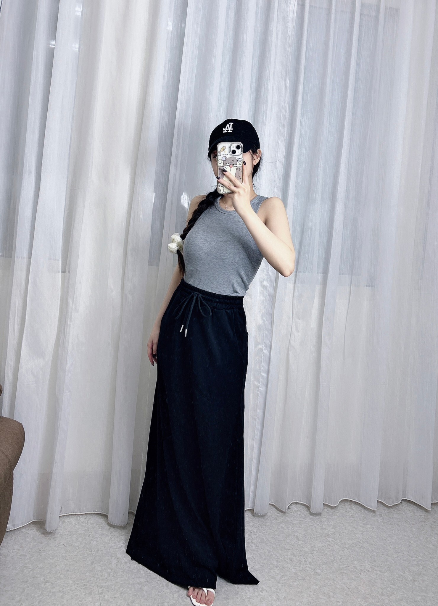 2526𝓐𝓐春款抽繩棉質長裙 (2)