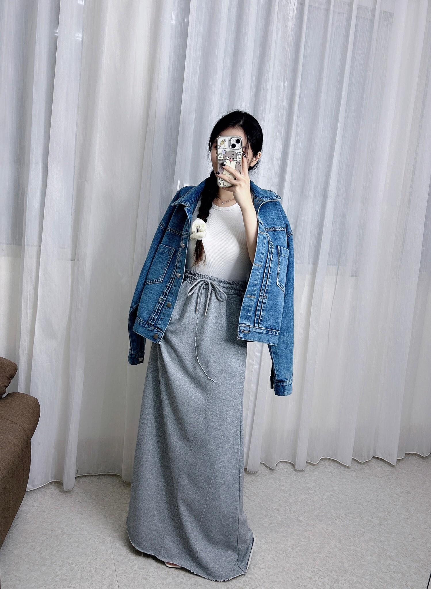 2526𝓐𝓐春款抽繩棉質長裙 (3)