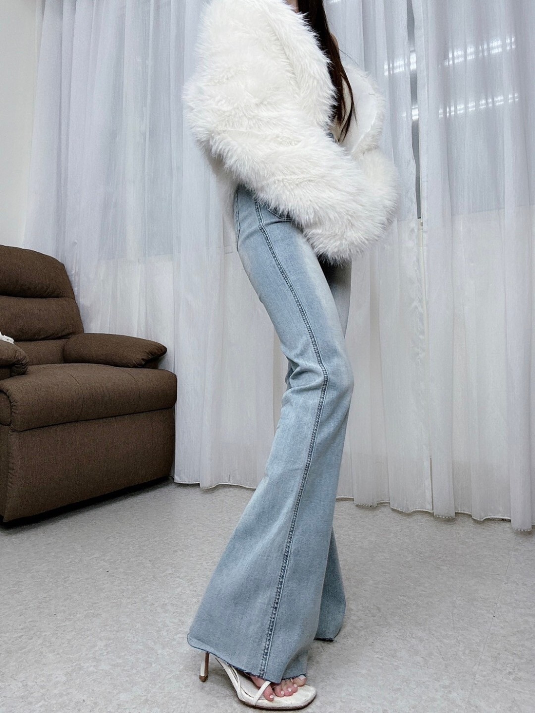 9080𝓐𝓐春款刷色牛仔喇叭褲 (2)