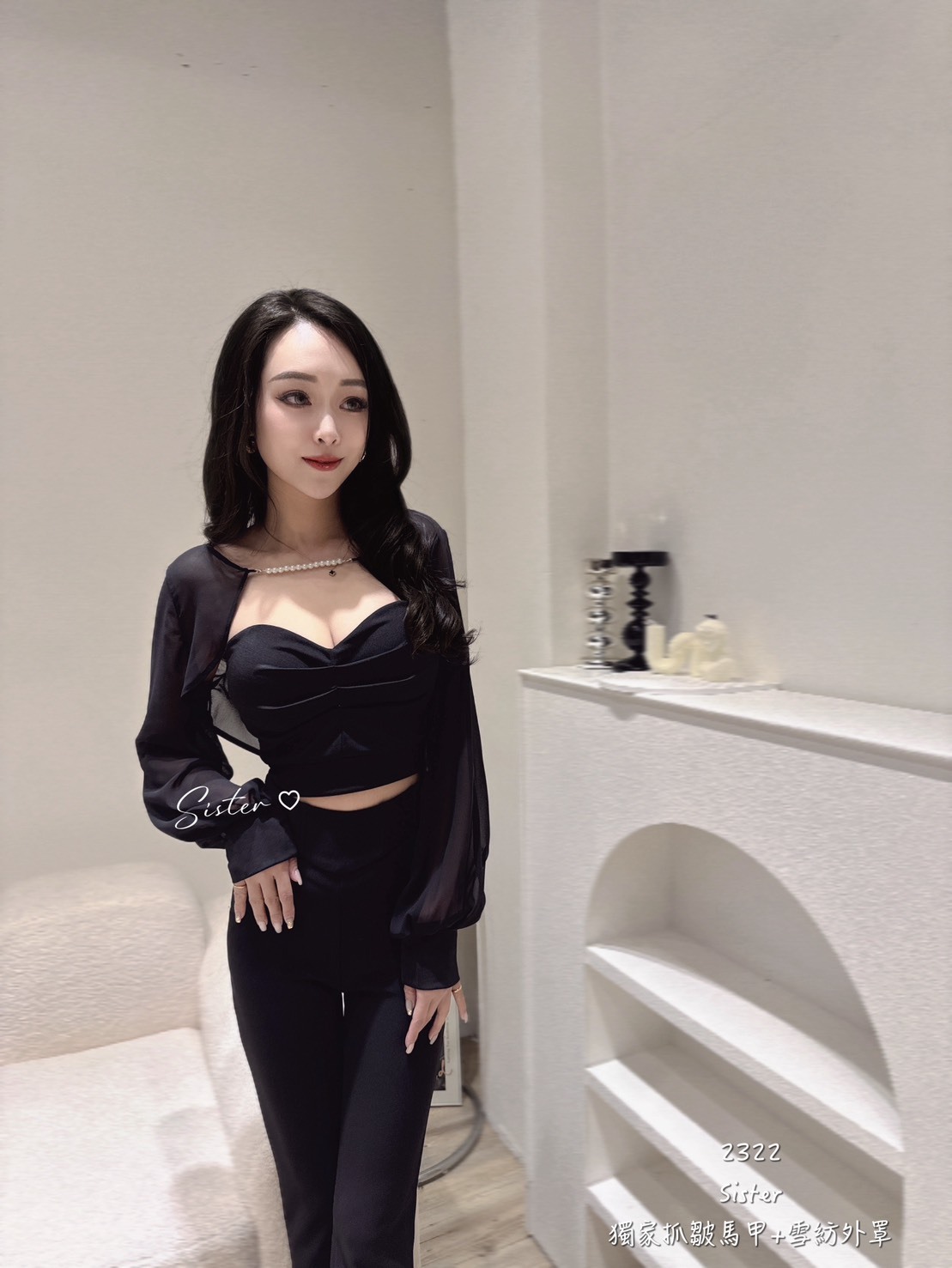 2322 獨家抓皺馬甲+雪紡外 (2)