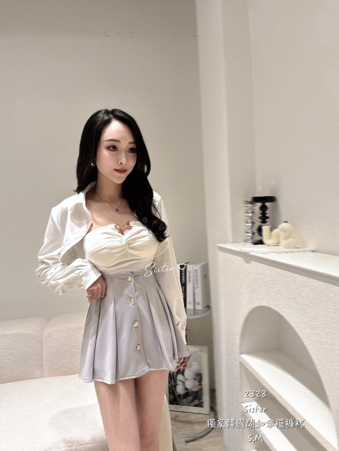 2323 獨家韓國開釦傘擺褲裙 (4)