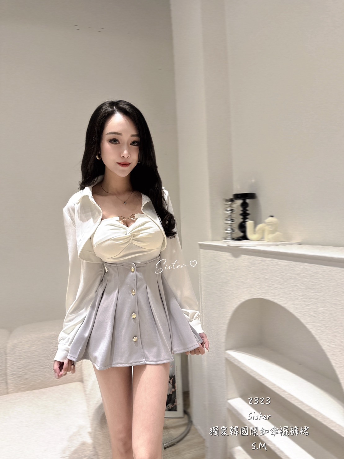 2323 獨家韓國開釦傘擺褲裙 (3)