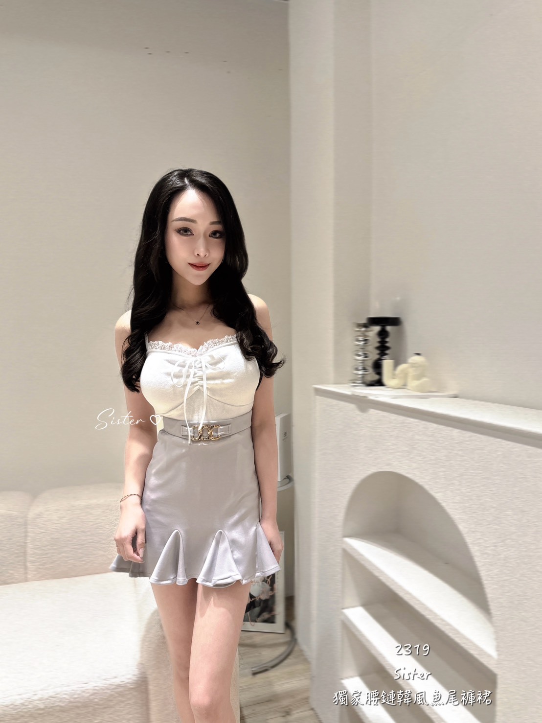 2319 獨家腰鏈韓風魚尾褲裙 (2)