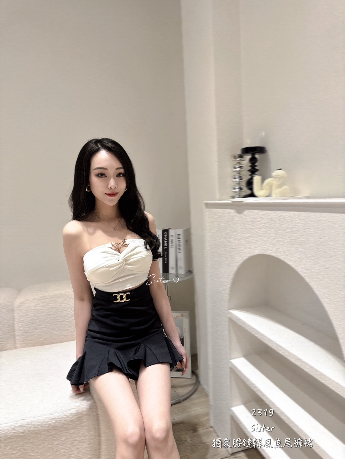 2319 獨家腰鏈韓風魚尾褲裙 (4)