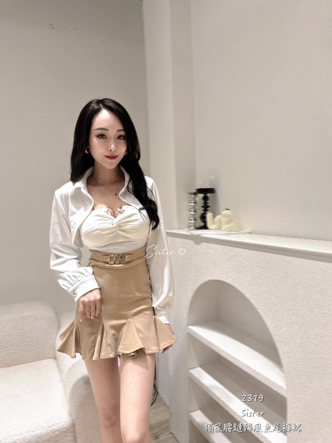 2319 獨家腰鏈韓風魚尾褲裙 (3)