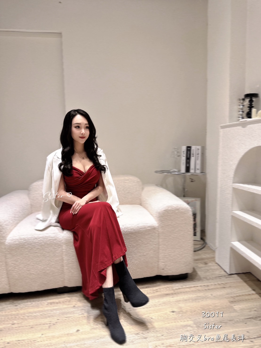 30011 胸交叉bra魚尾長洋