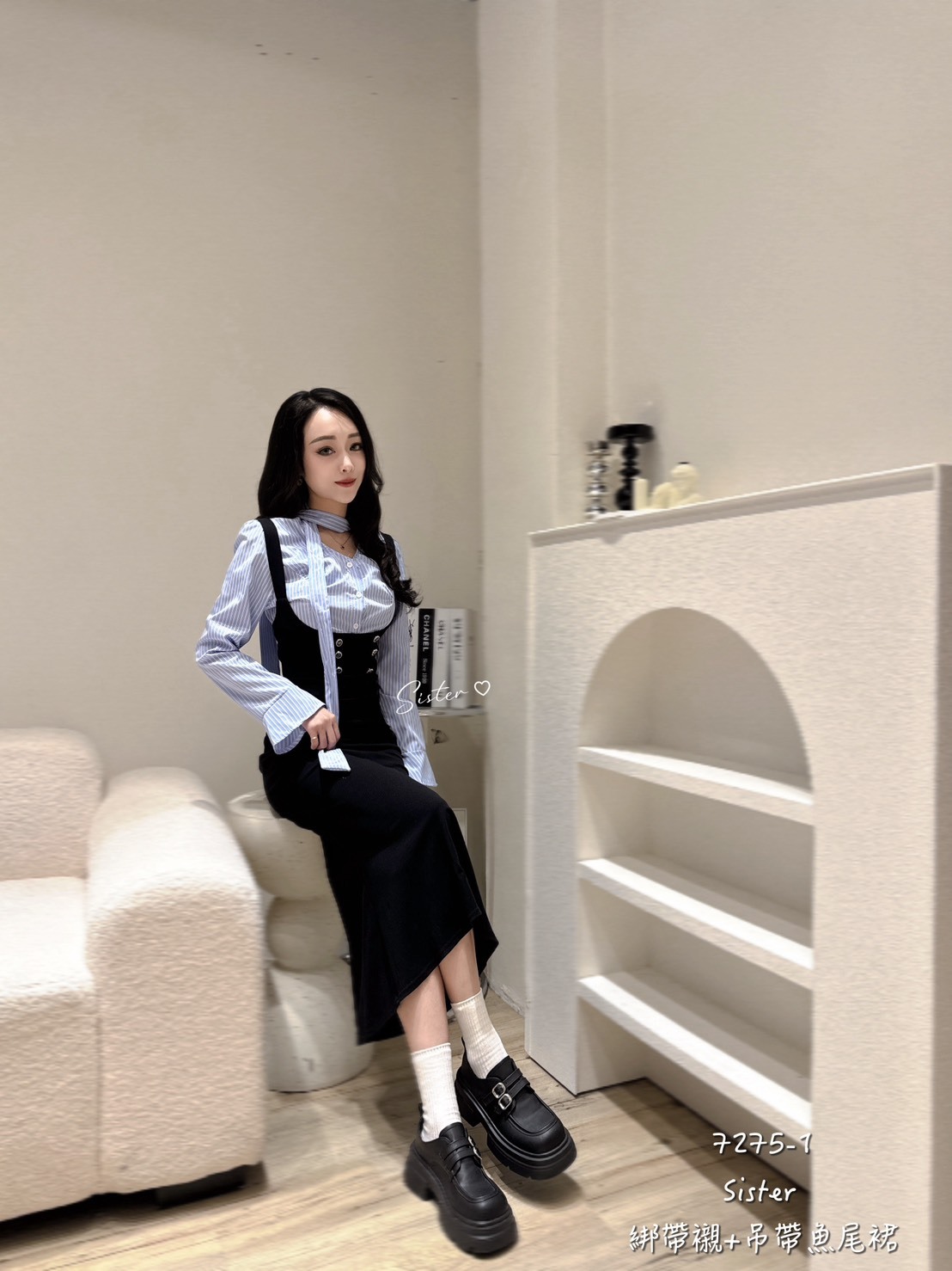 7275-1 綁帶襯+吊帶魚尾裙 (2)