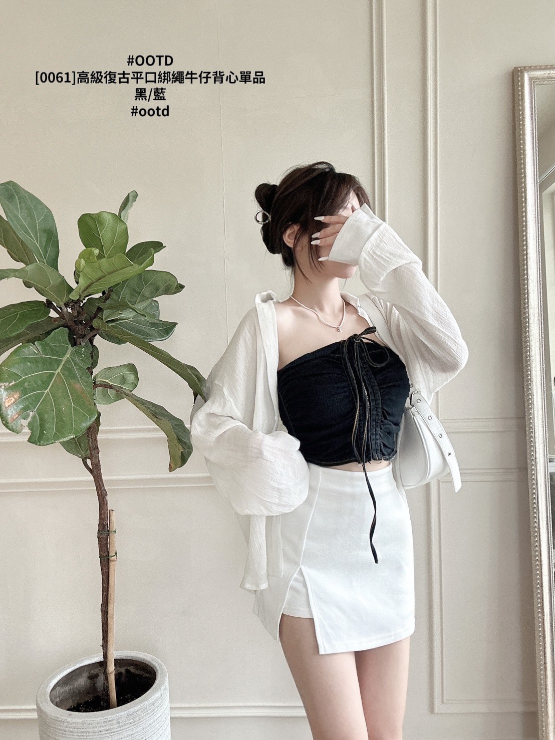 [0061]高級復古平口綁繩牛仔背心單品 (5)