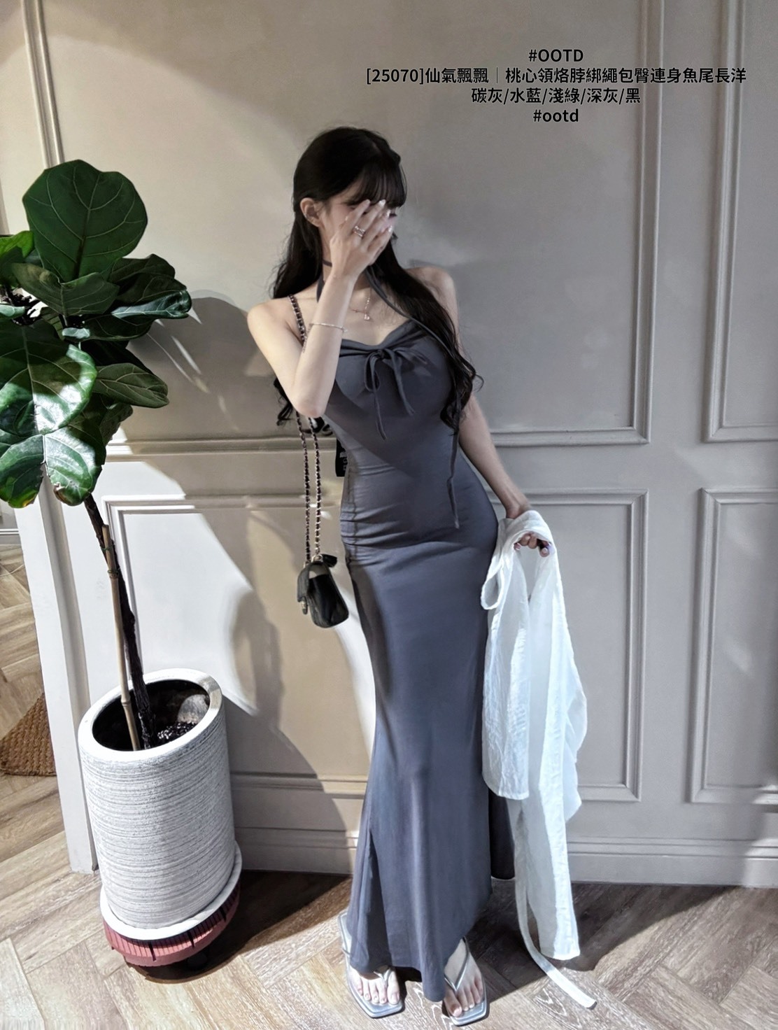 [25070]仙氣飄飄｜桃心領烙脖綁繩包臀連身魚尾長洋 (6)