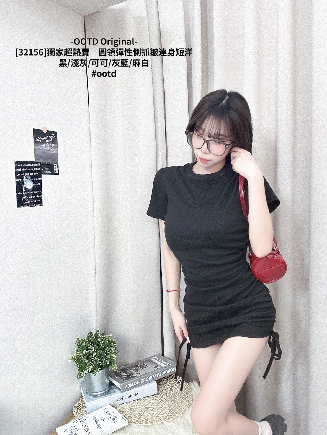 [32156]獨家超熱賣｜圓領彈性側抓皺連身短洋 (8)