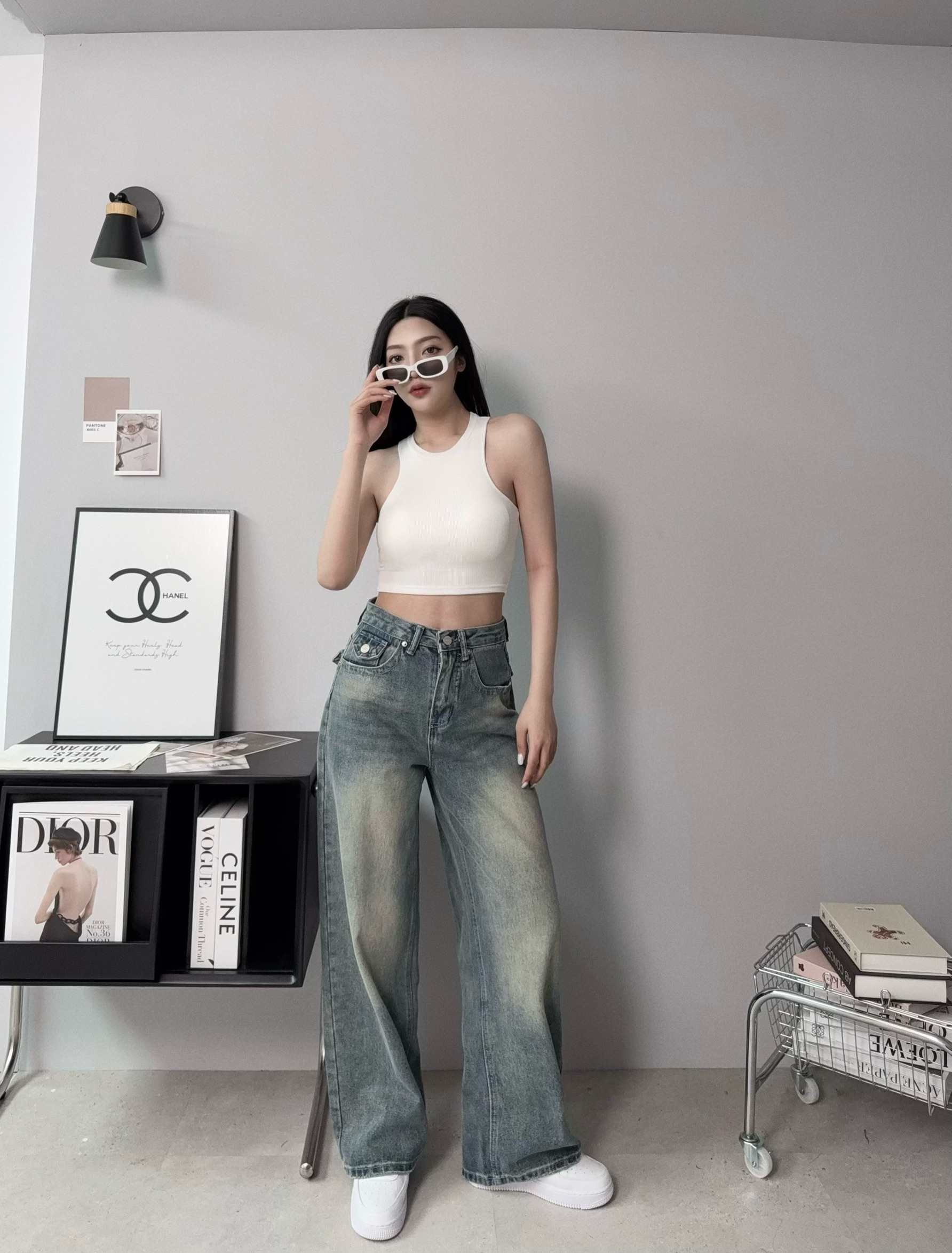 A611𝓐.𝓓𝓮𝓼𝓲𝓰𝓷『選品』美式復古水洗闊腿牛仔長褲 (3)