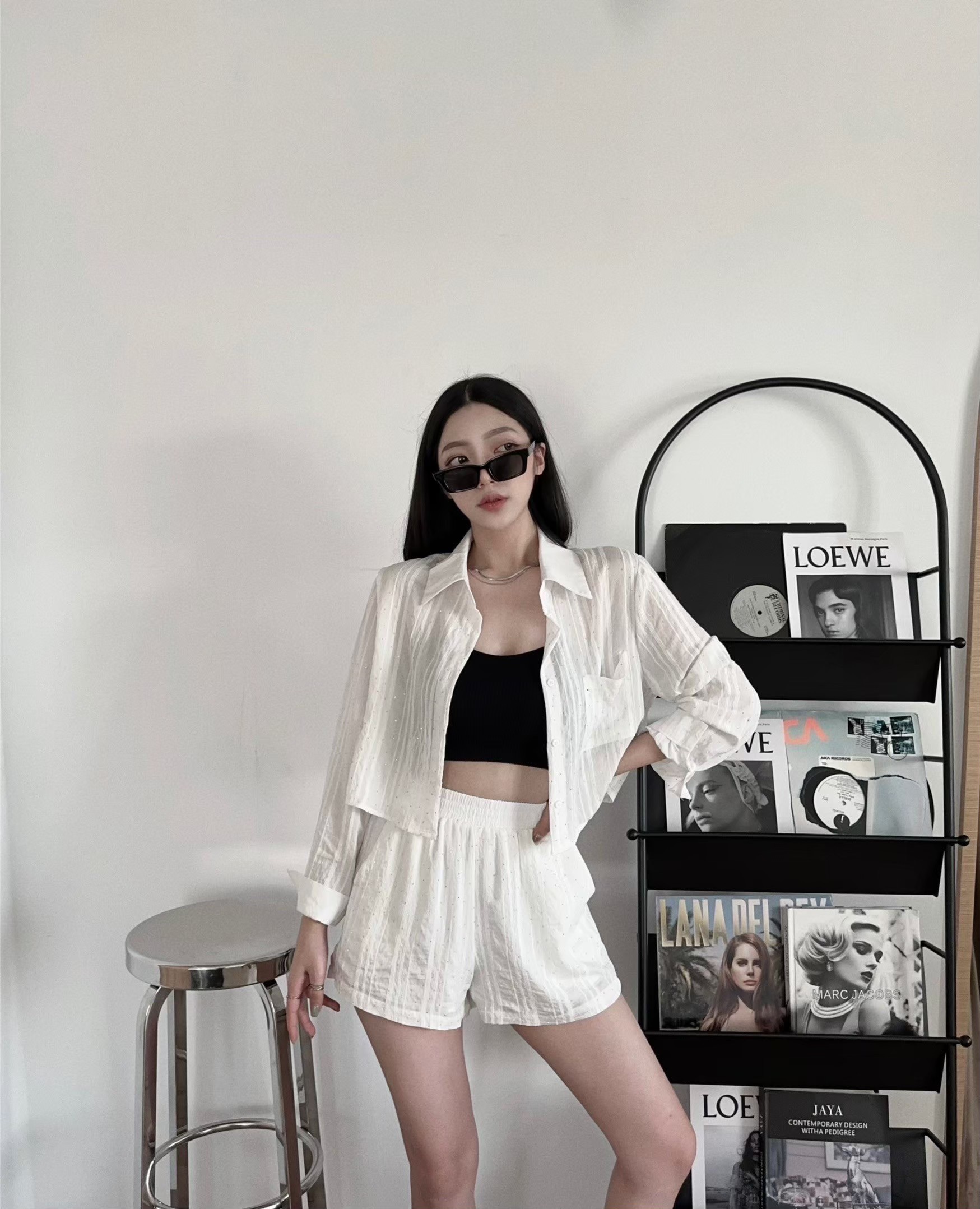 5363𝓐.𝓓𝓮𝓼𝓲𝓰𝓷『訂製款』質感燙鑽閃亮亮襯衫set (3)