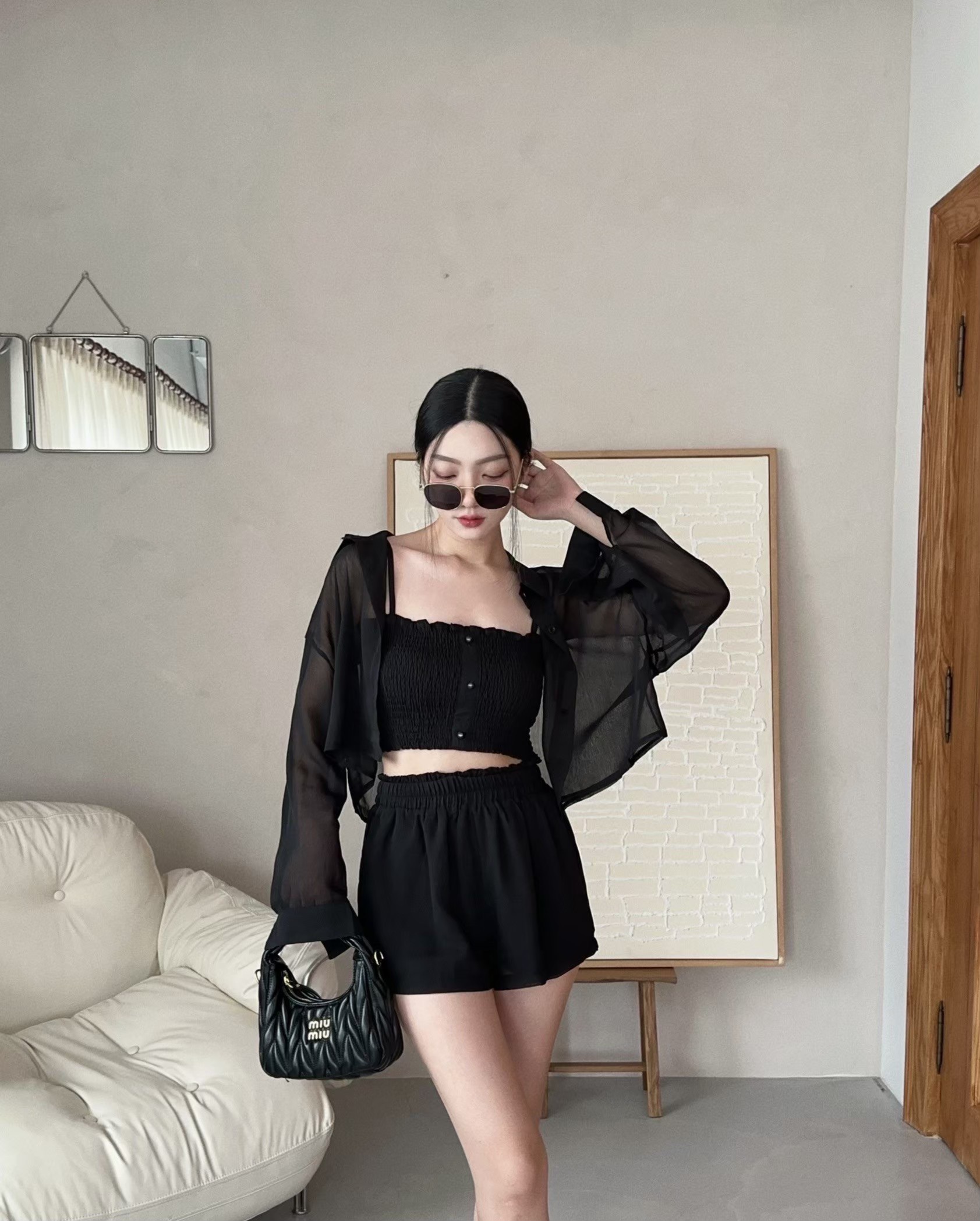 #5370𝓐.𝓓𝓮𝓼𝓲𝓰𝓷『訂製款』小清新襯衫MIX背心短褲三件套裝 (4)