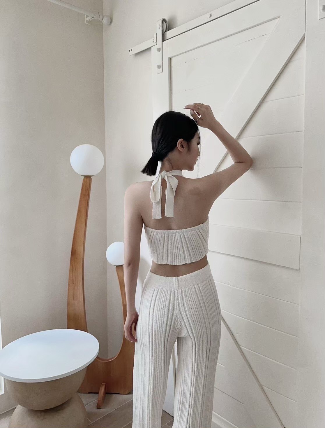 7007𝓐.𝓓𝓮𝓼𝓲𝓰𝓷『訂製款』浪漫唯美渡假針織削肩SET