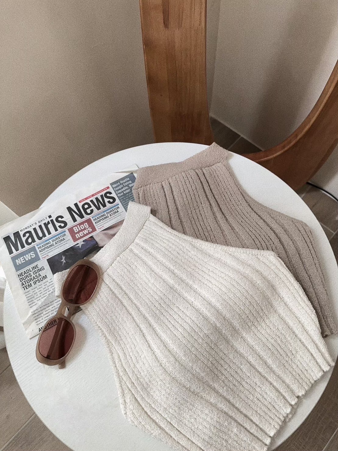 7007𝓐.𝓓𝓮𝓼𝓲𝓰𝓷『訂製款』浪漫唯美渡假針織削肩SET (4)