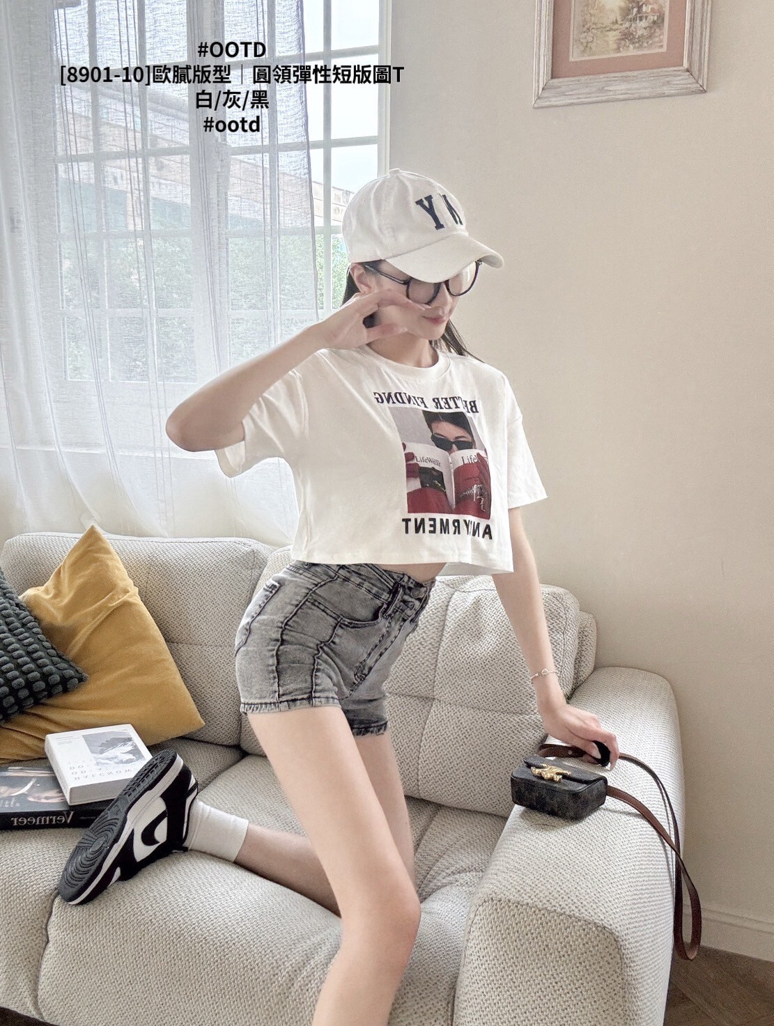 [8901-10]歐膩版型｜圓領彈性短版圖T (2)