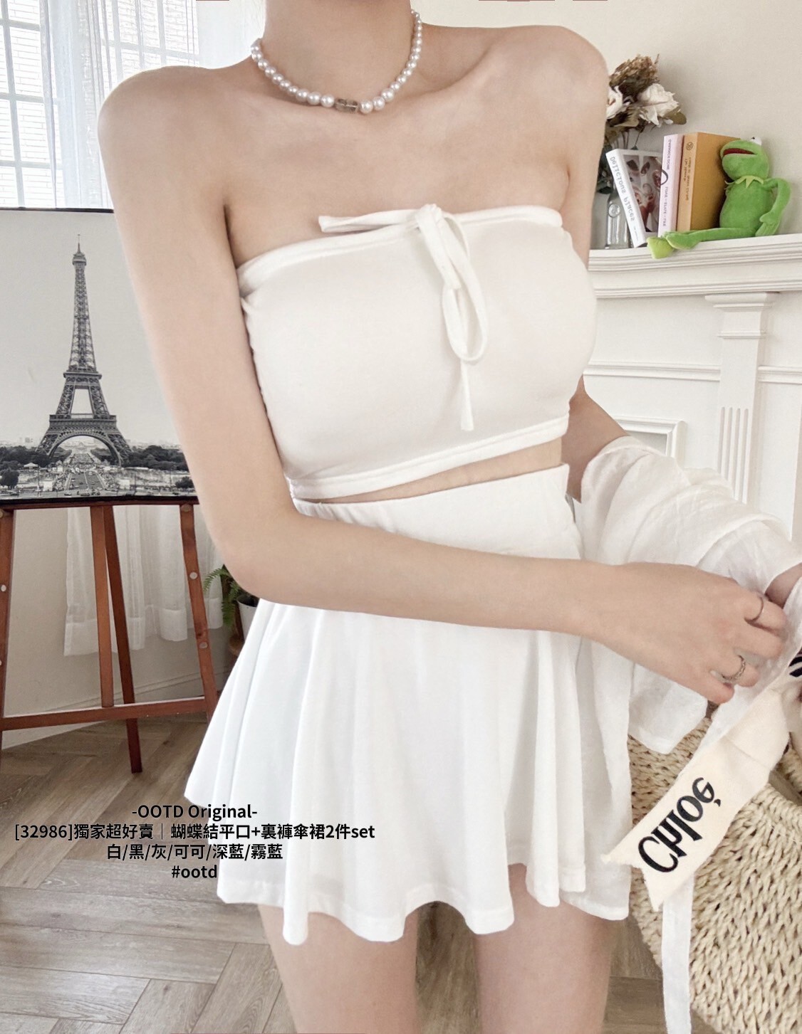 [32986]獨家超好賣｜蝴蝶結平口+裏褲傘裙2件set (2)