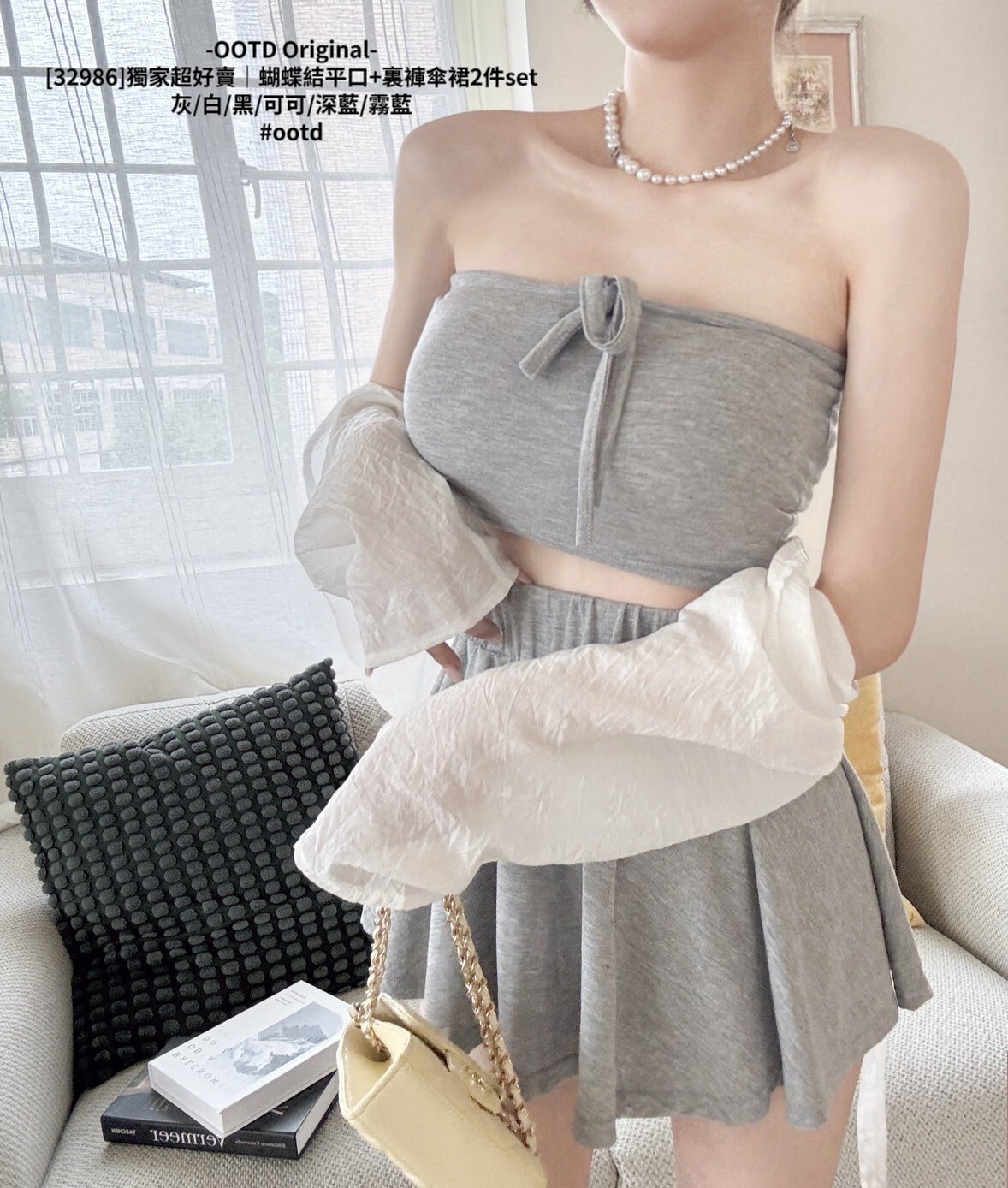 [32986]獨家超好賣｜蝴蝶結平口+裏褲傘裙2件set (6)