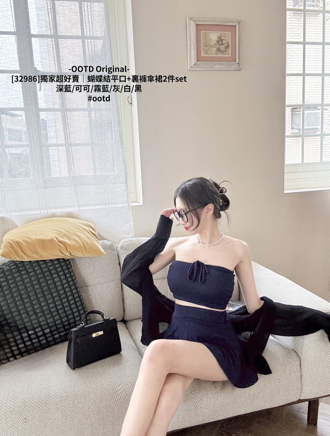 [32986]獨家超好賣｜蝴蝶結平口+裏褲傘裙2件set (9)