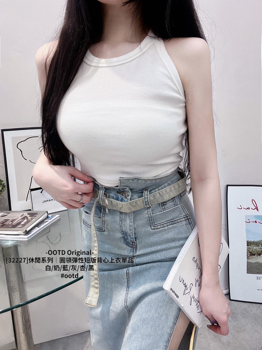 [32227]休閒系列｜圓領彈性短版背心上衣單品 (6)