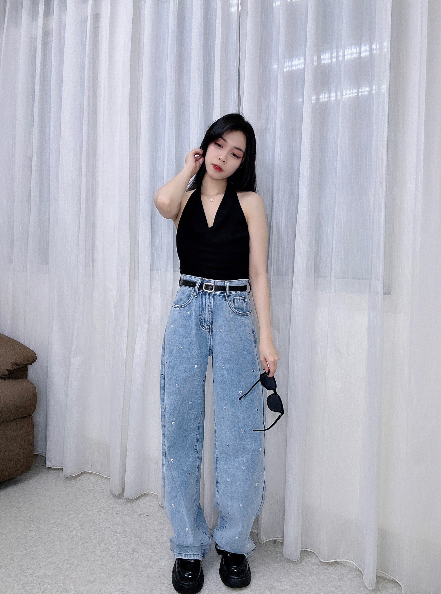 9150滿版愛心牛仔長褲 (3)