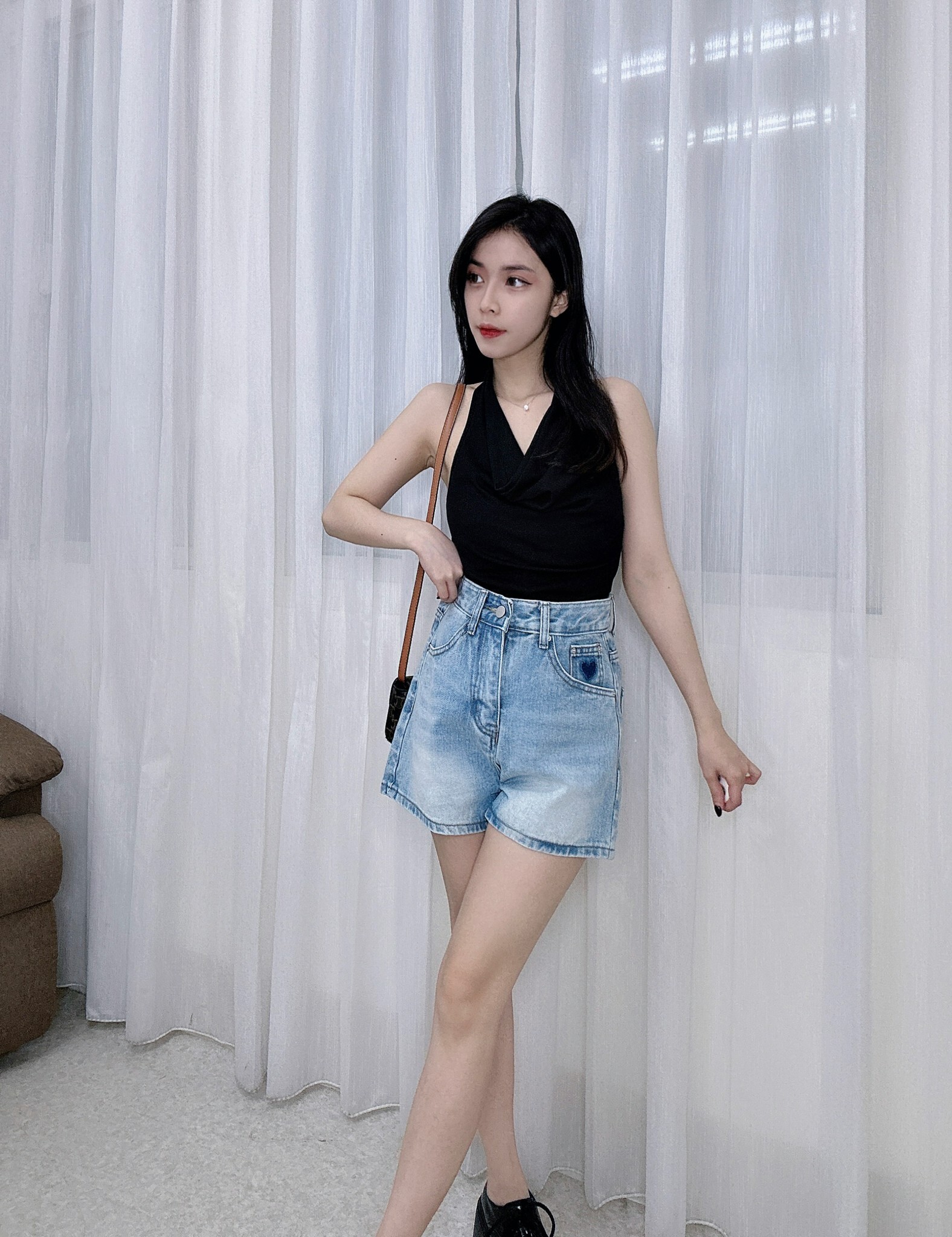 61555愛心牛仔短褲 (2)