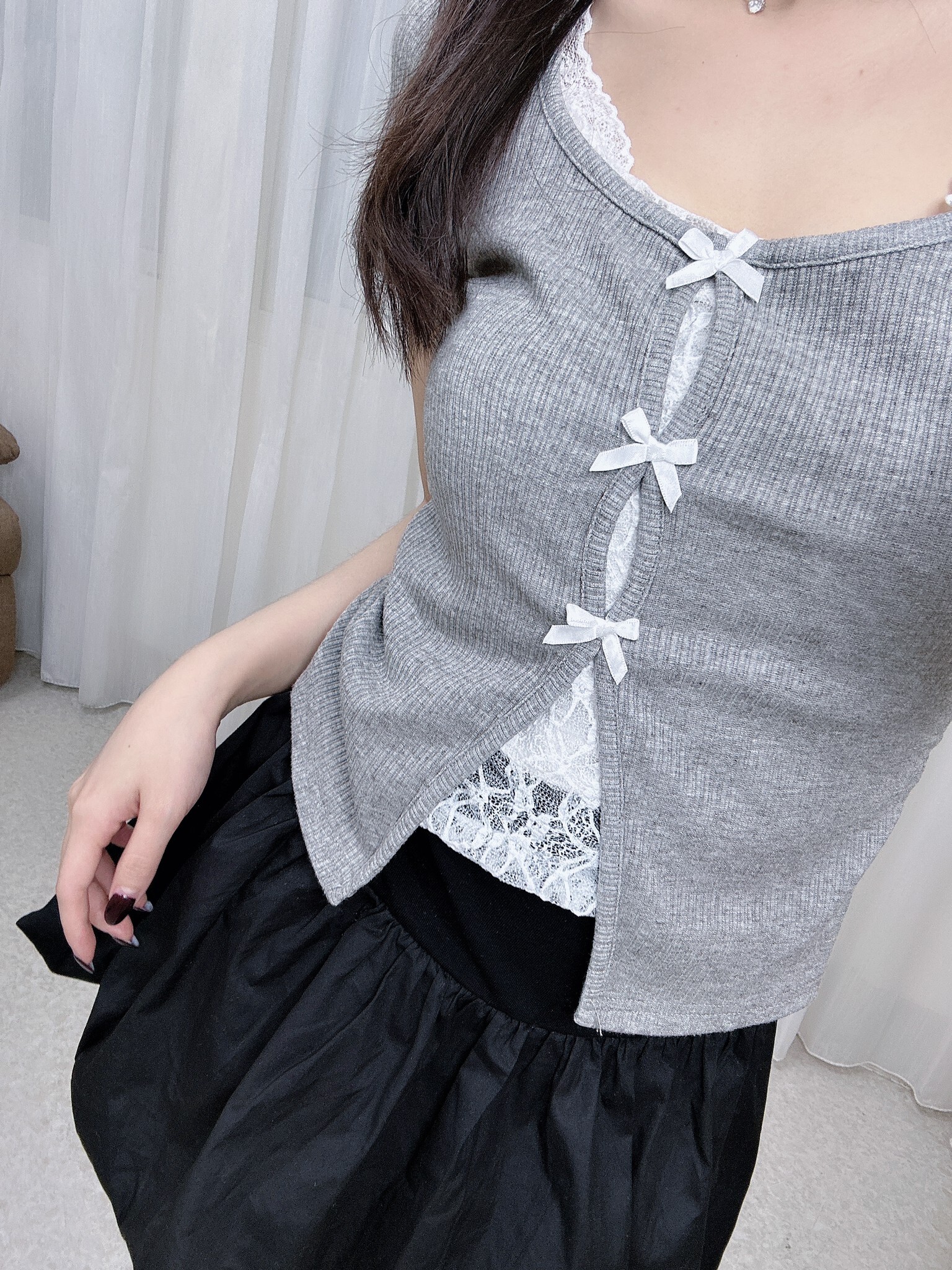 2466蝴蝶結蕾絲上衣