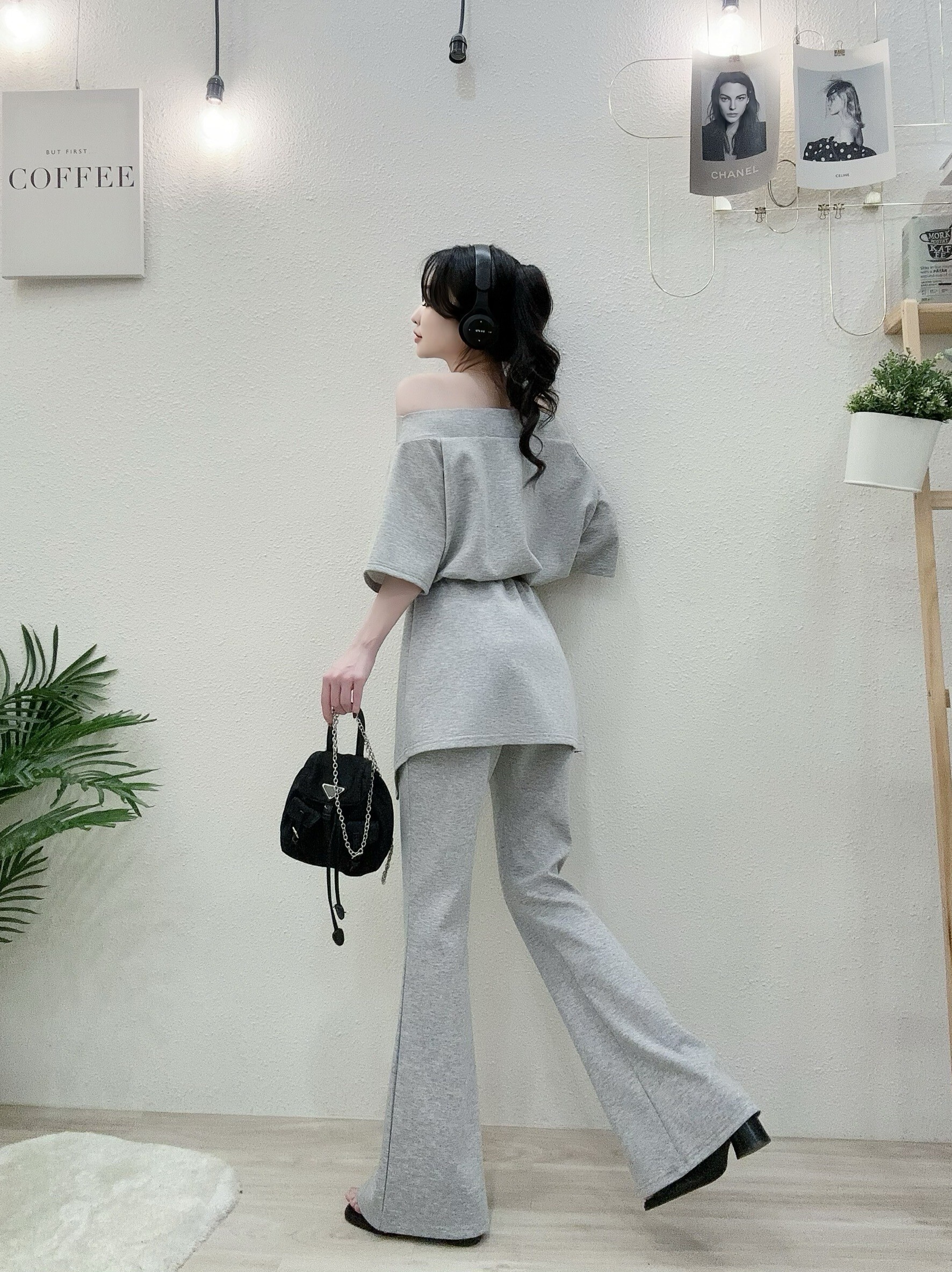 #8913質感休閒雙層開叉喇叭褲套裝 (4)