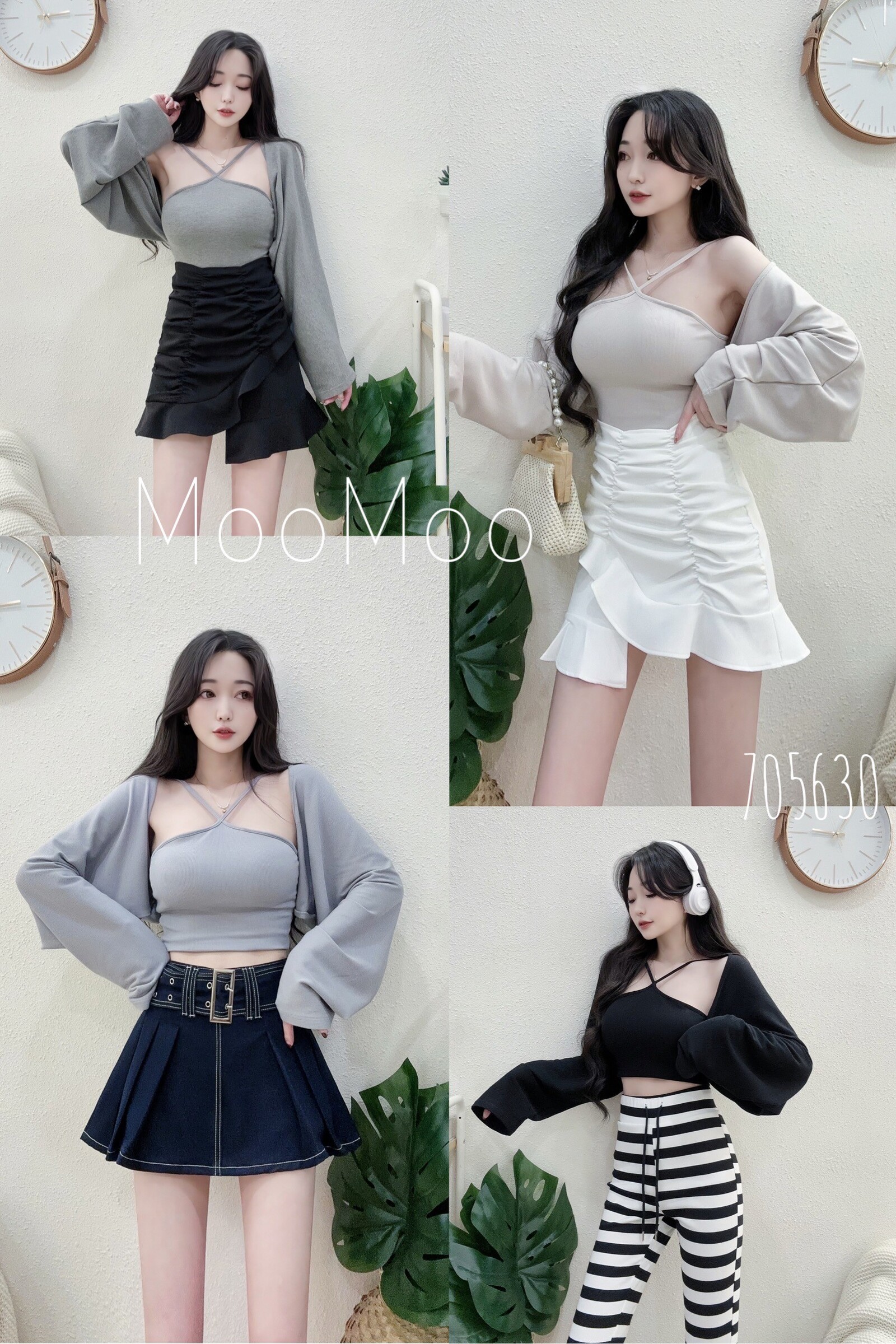 7056好身材V肩罩杯背心+罩衫set (5)