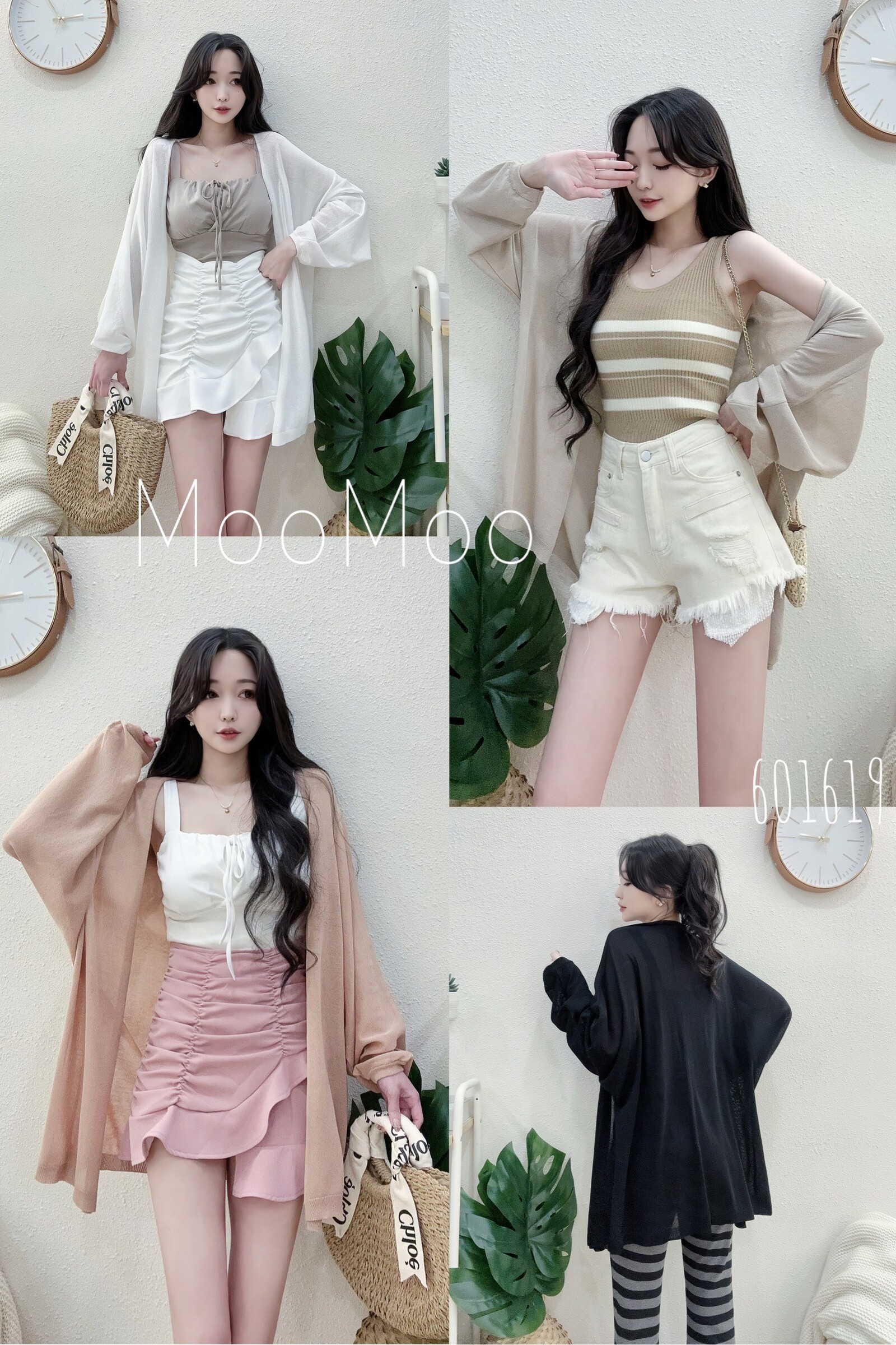 6016春夏慵懶泡袖針織長版罩衫 (5)