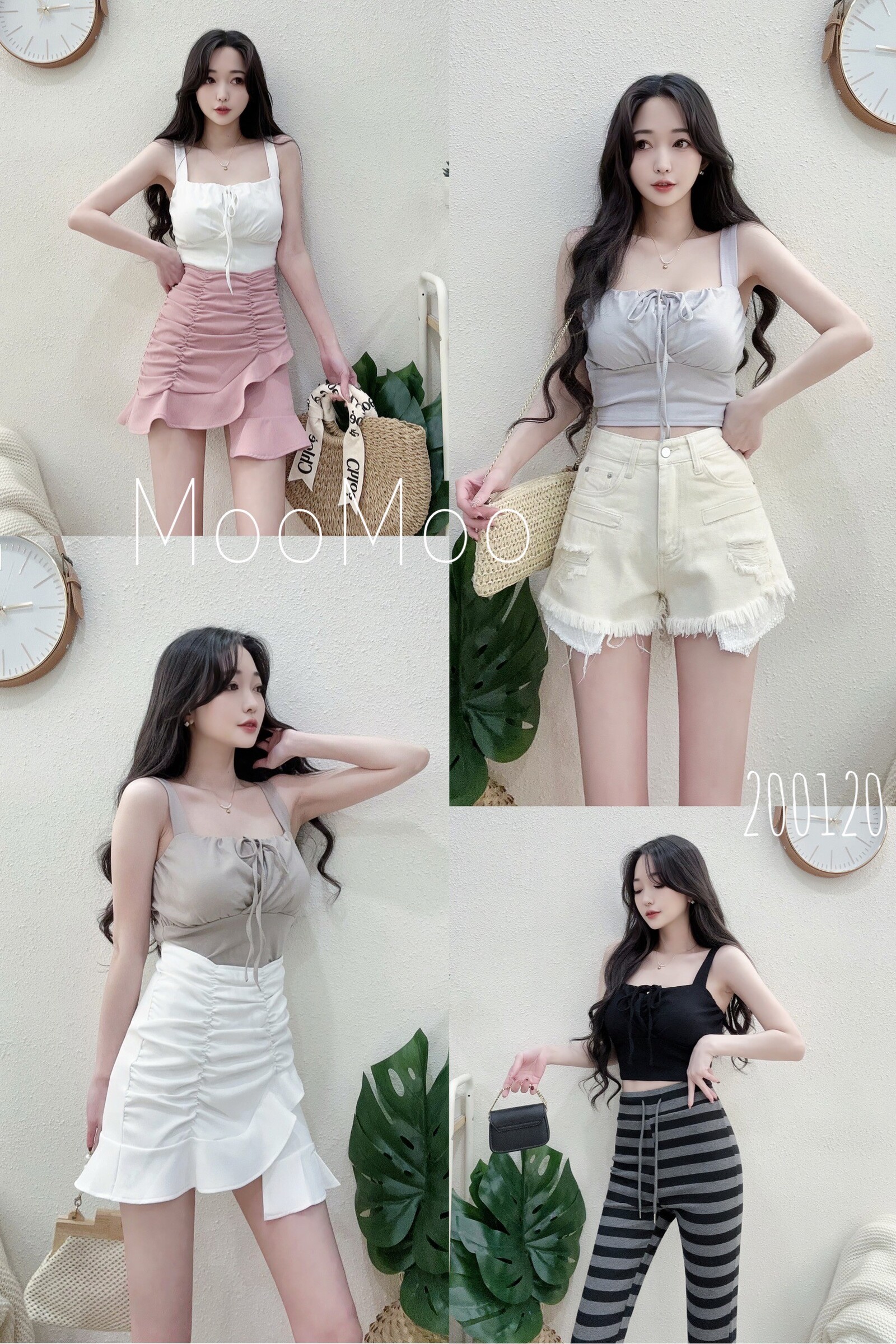 2001甜美寬肩綁帶罩杯短版背心 芋卡白黑 (5)