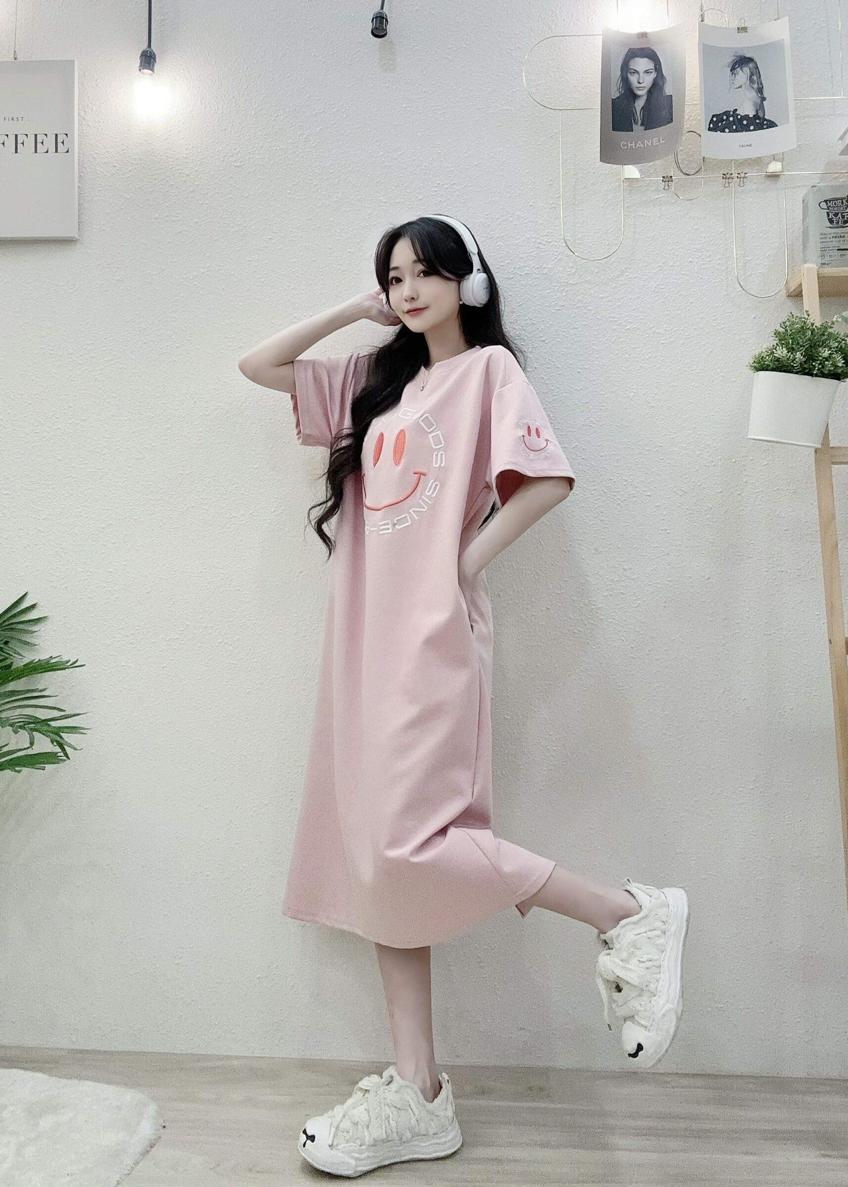 8236撞色立體電繡笑臉懶人長洋 (4)