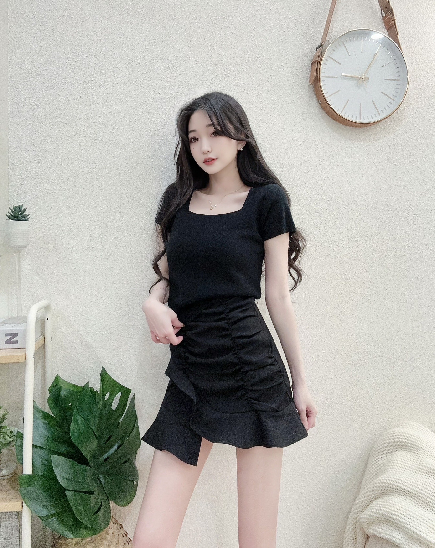 #8810好感方領親膚針織打底上衣 黃粉白黑 (4)