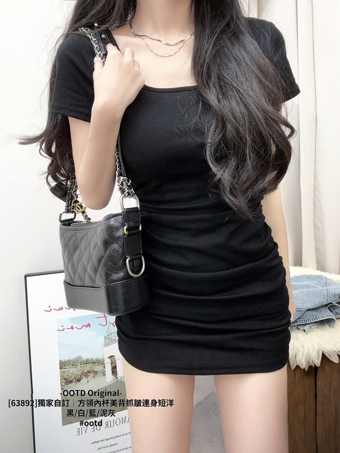 [63892]獨家自訂｜方領內杯美背抓皺連身短洋 (8)