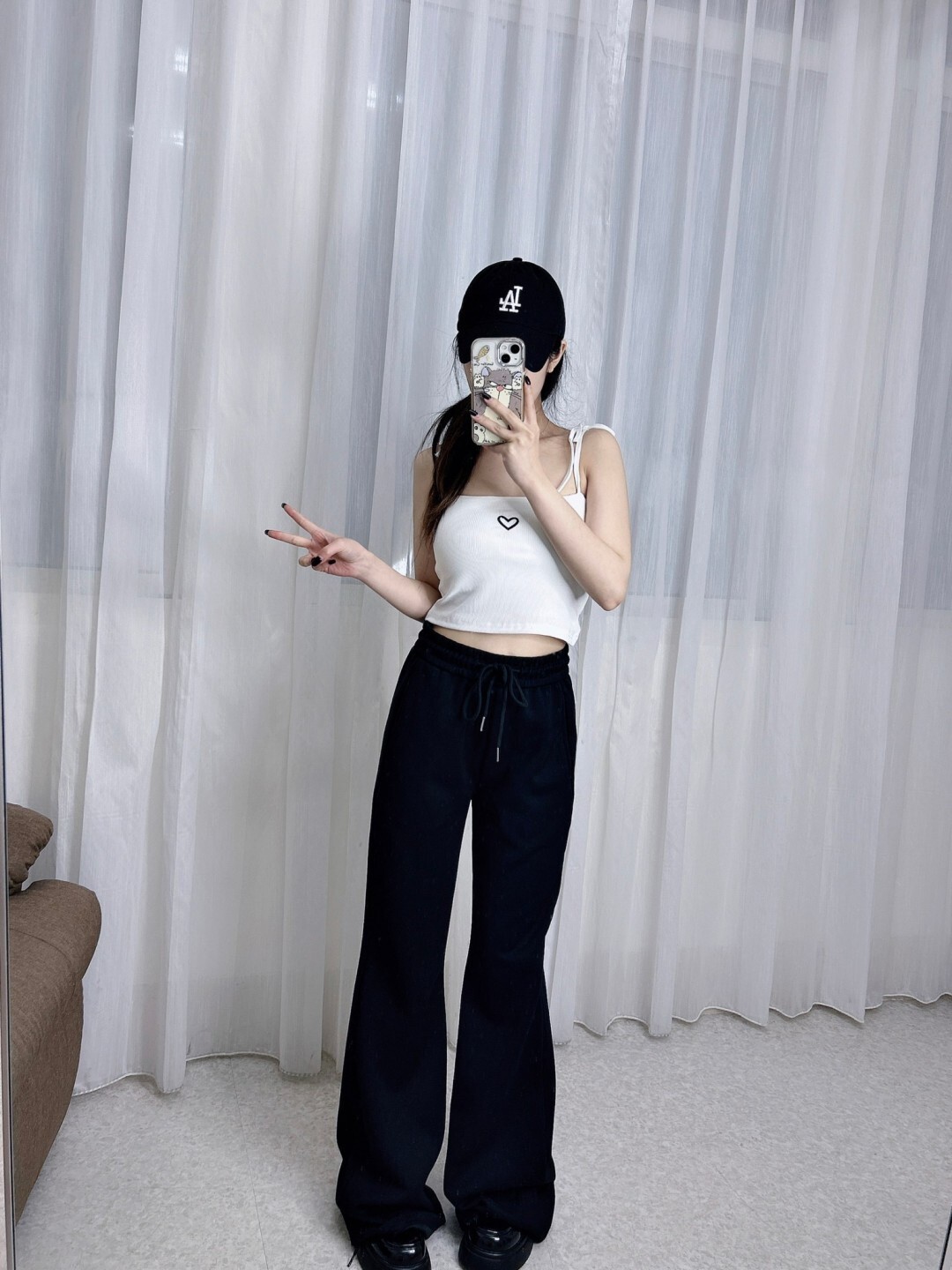 292抽繩鬆緊喇叭褲 (5)