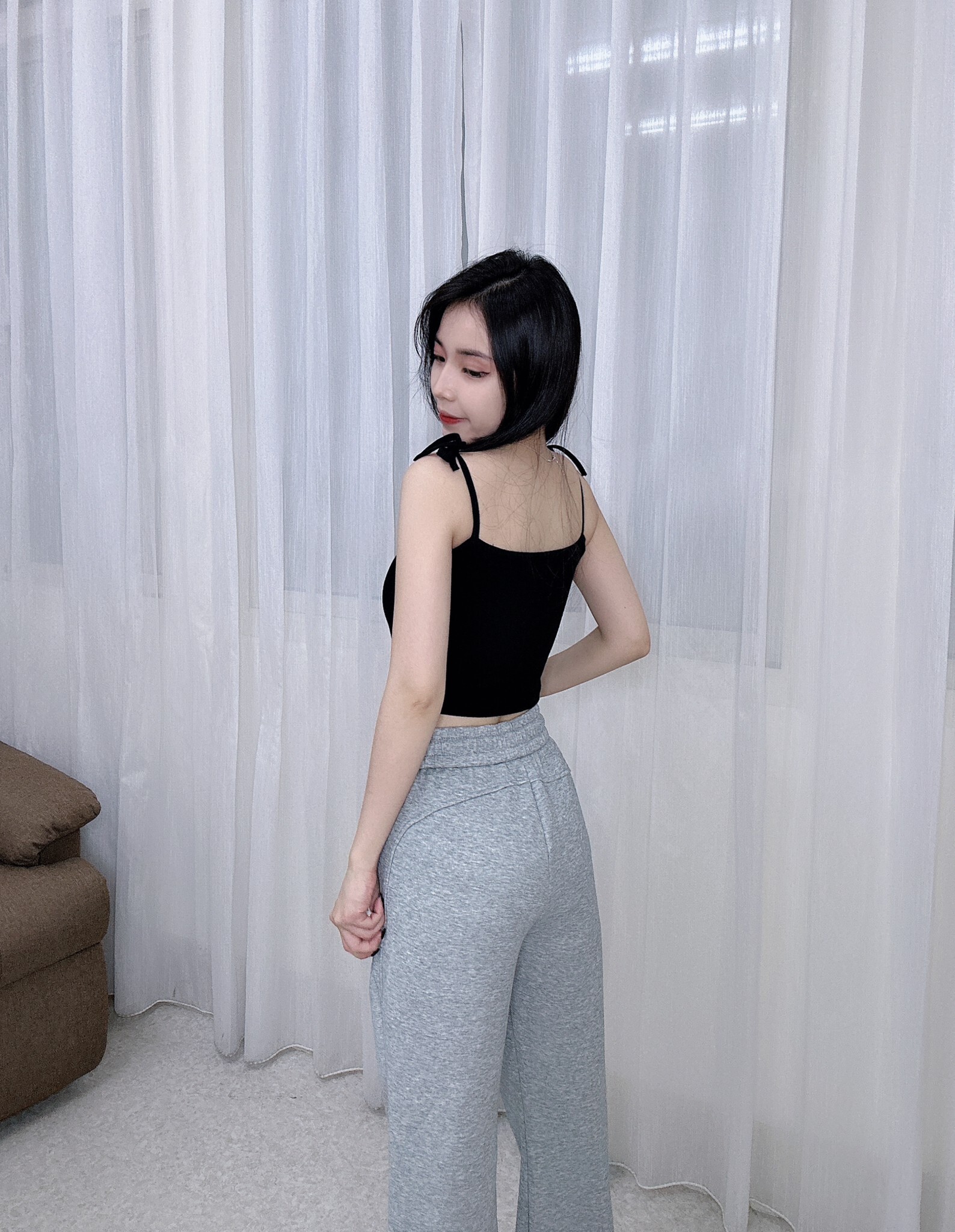 292抽繩鬆緊喇叭褲 (2)