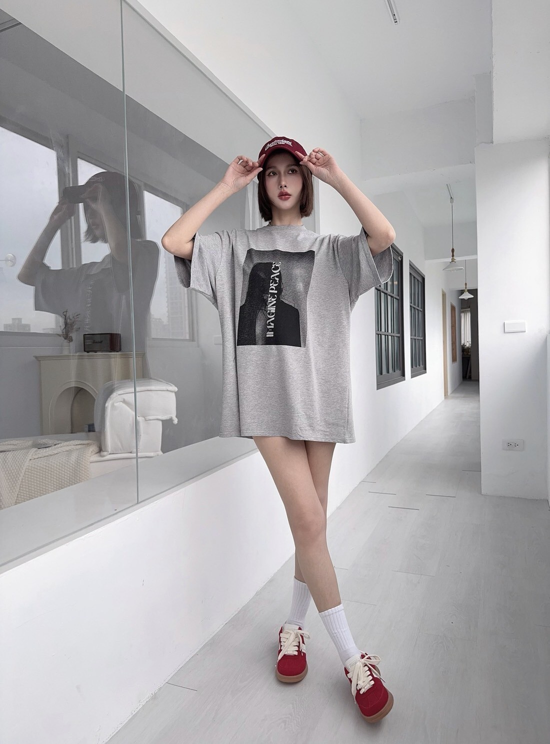 1307 𝓛𝓪𝓭𝔂𝓰𝓸休閒女人圖寬鬆大T (3)