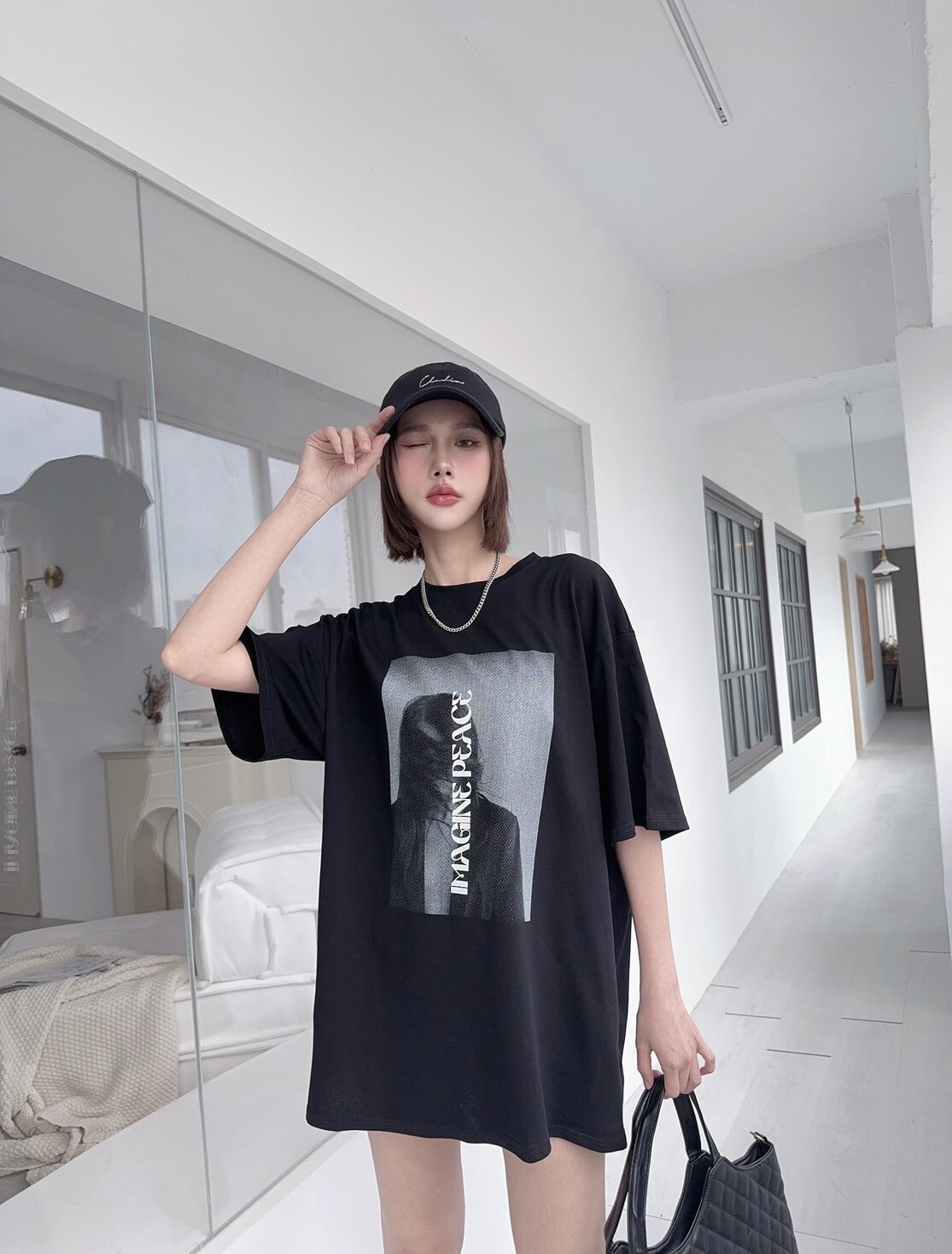 1307 𝓛𝓪𝓭𝔂𝓰𝓸休閒女人圖寬鬆大T (4)