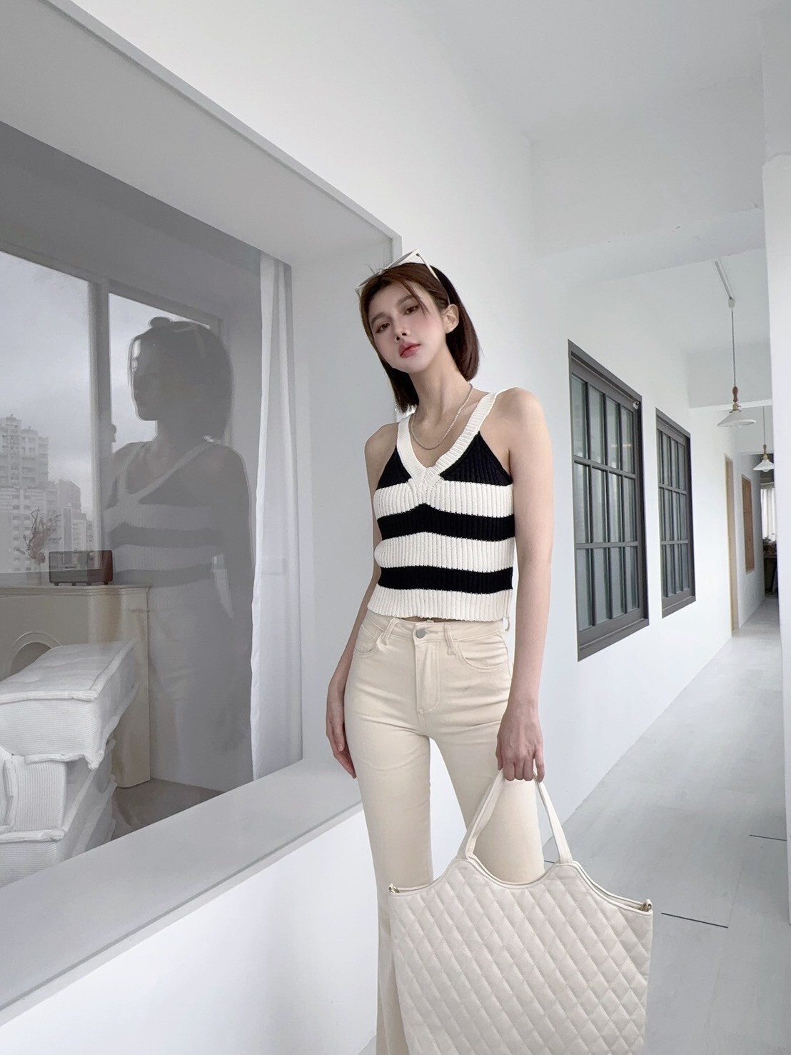 22712 𝓛𝓪𝓭𝔂𝓰𝓸條文針織V領背心 (4)