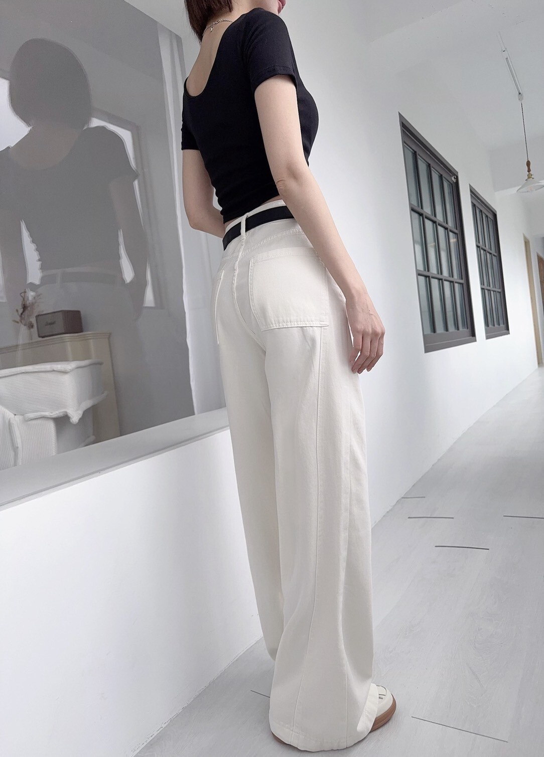 A7378𝓛𝓪𝓭𝔂𝓰𝓸歐美帥氣落地牛仔寬褲