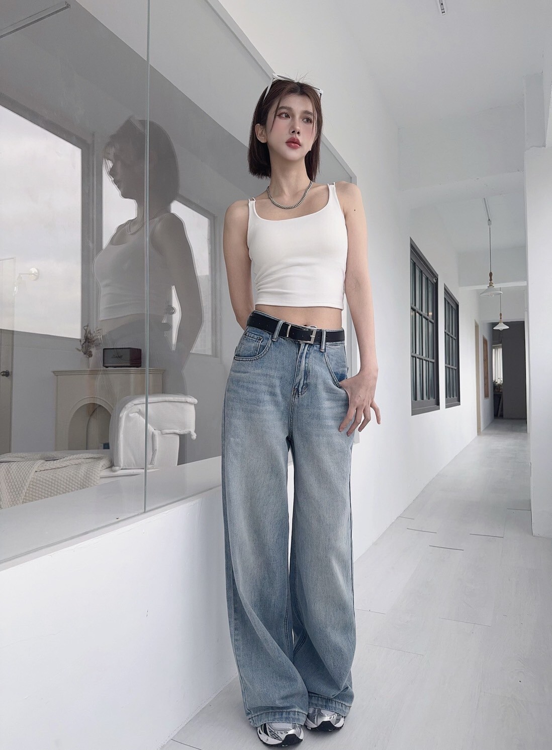 A7378𝓛𝓪𝓭𝔂𝓰𝓸歐美帥氣落地牛仔寬褲 (3)