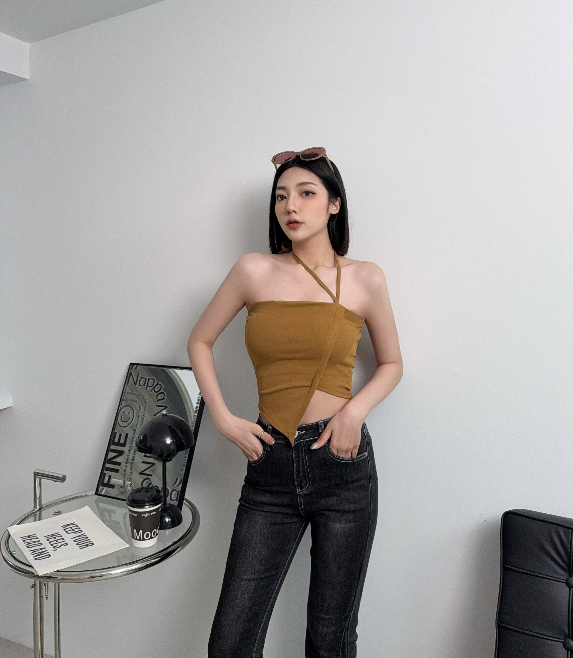 2123『選品』純欲掛脖不規則背心 (2)