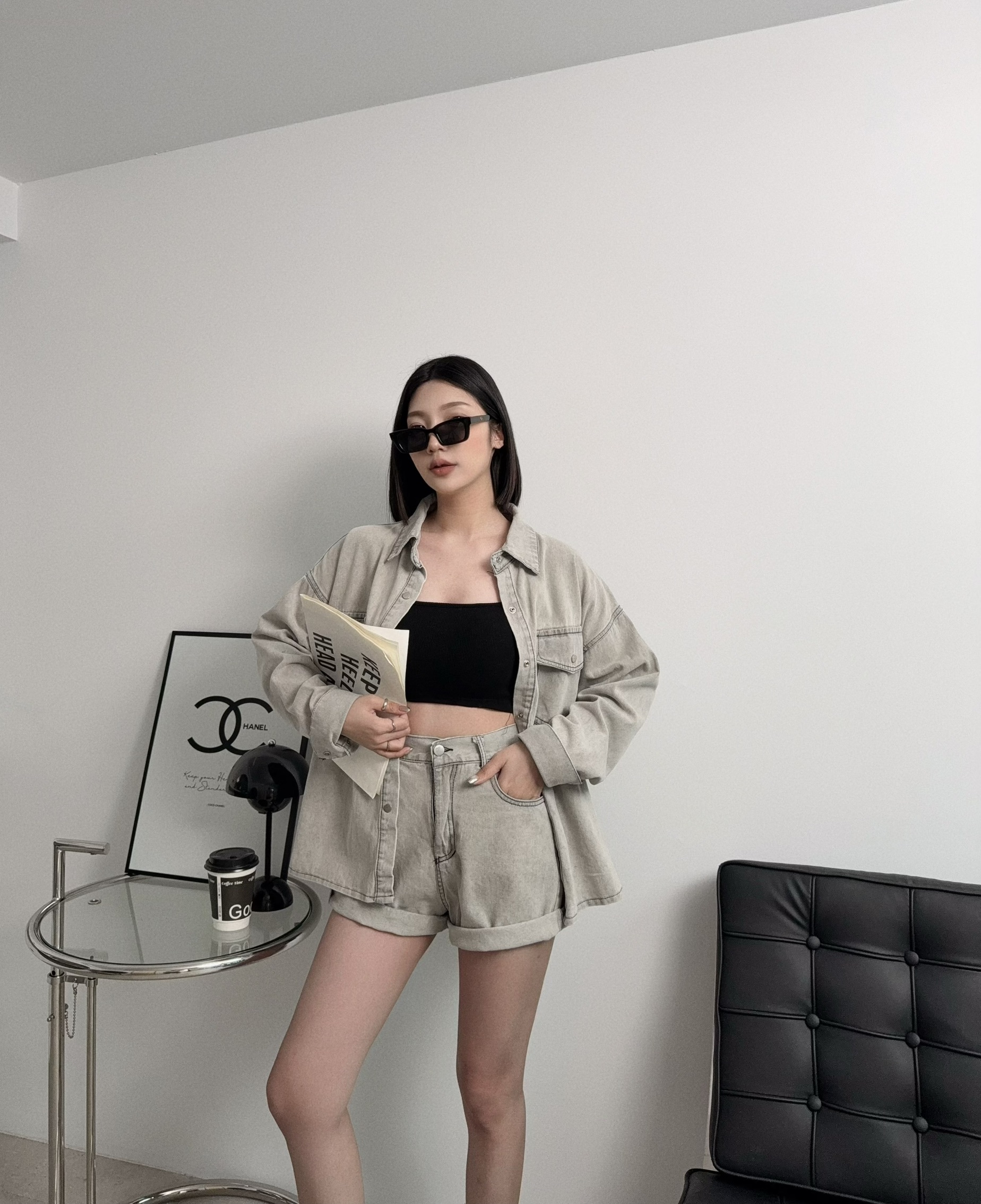 2555『選品』水洗牛仔襯衫套裝 (2)