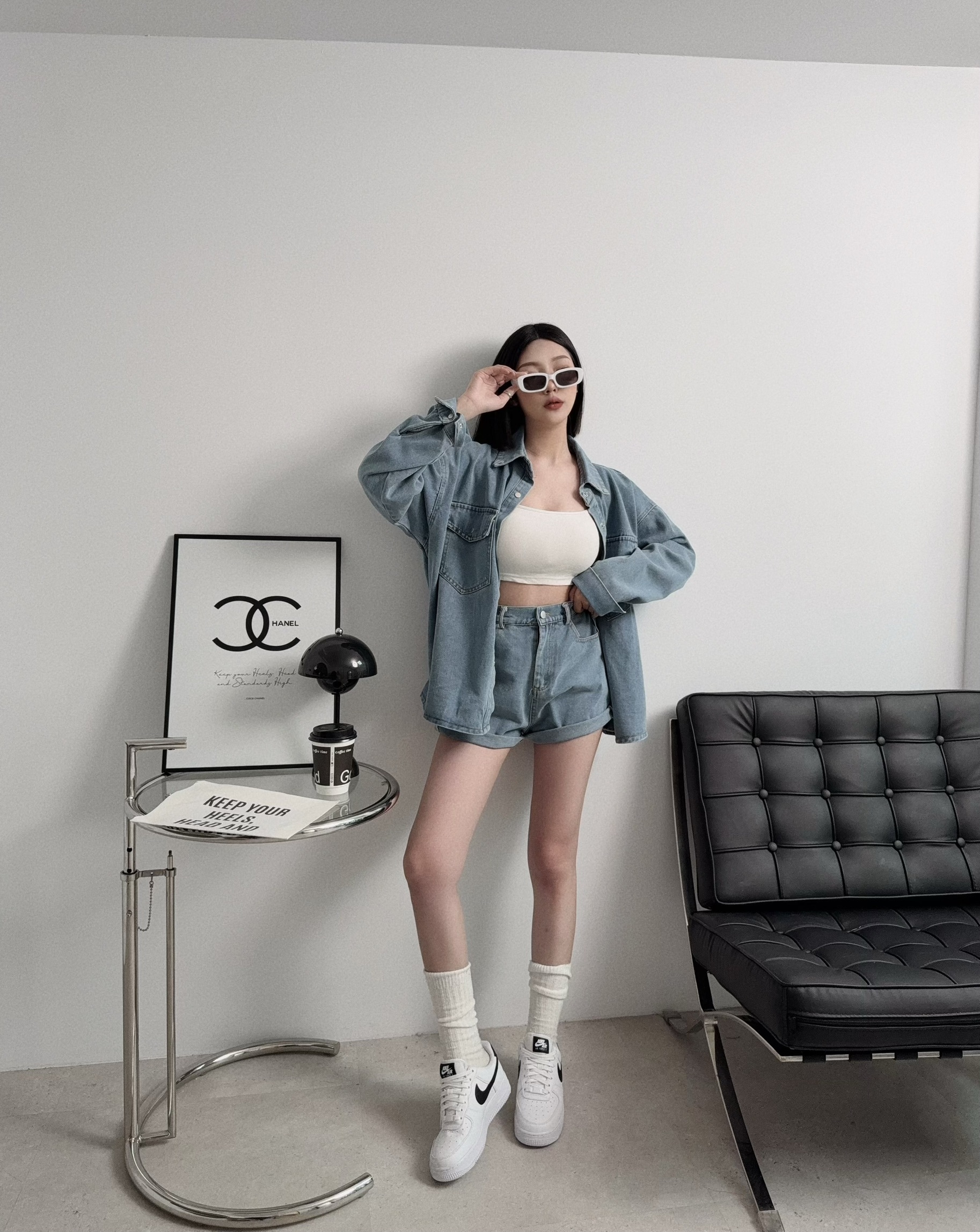 2555『選品』水洗牛仔襯衫套裝 (4)