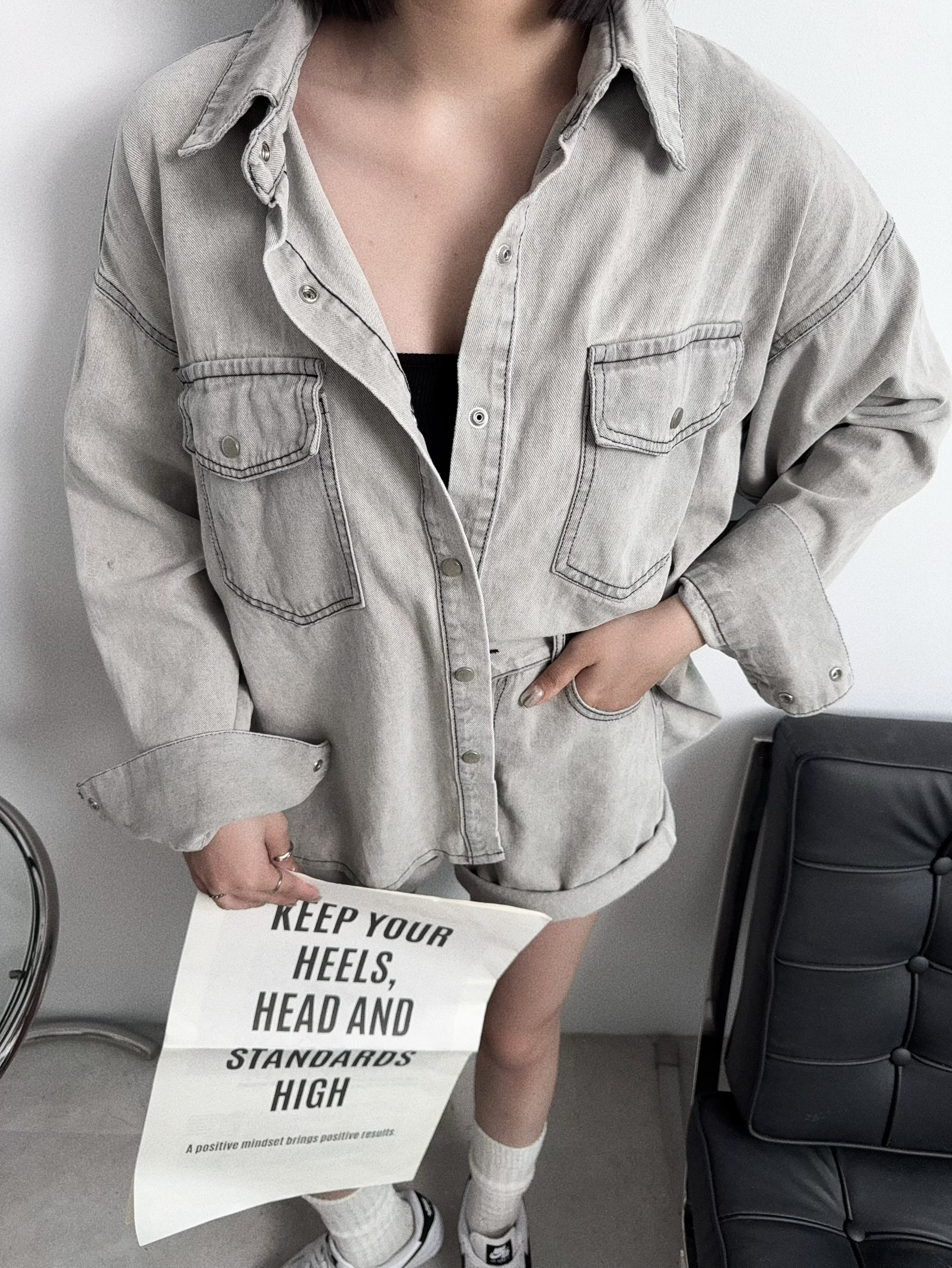 2555『選品』水洗牛仔襯衫套裝