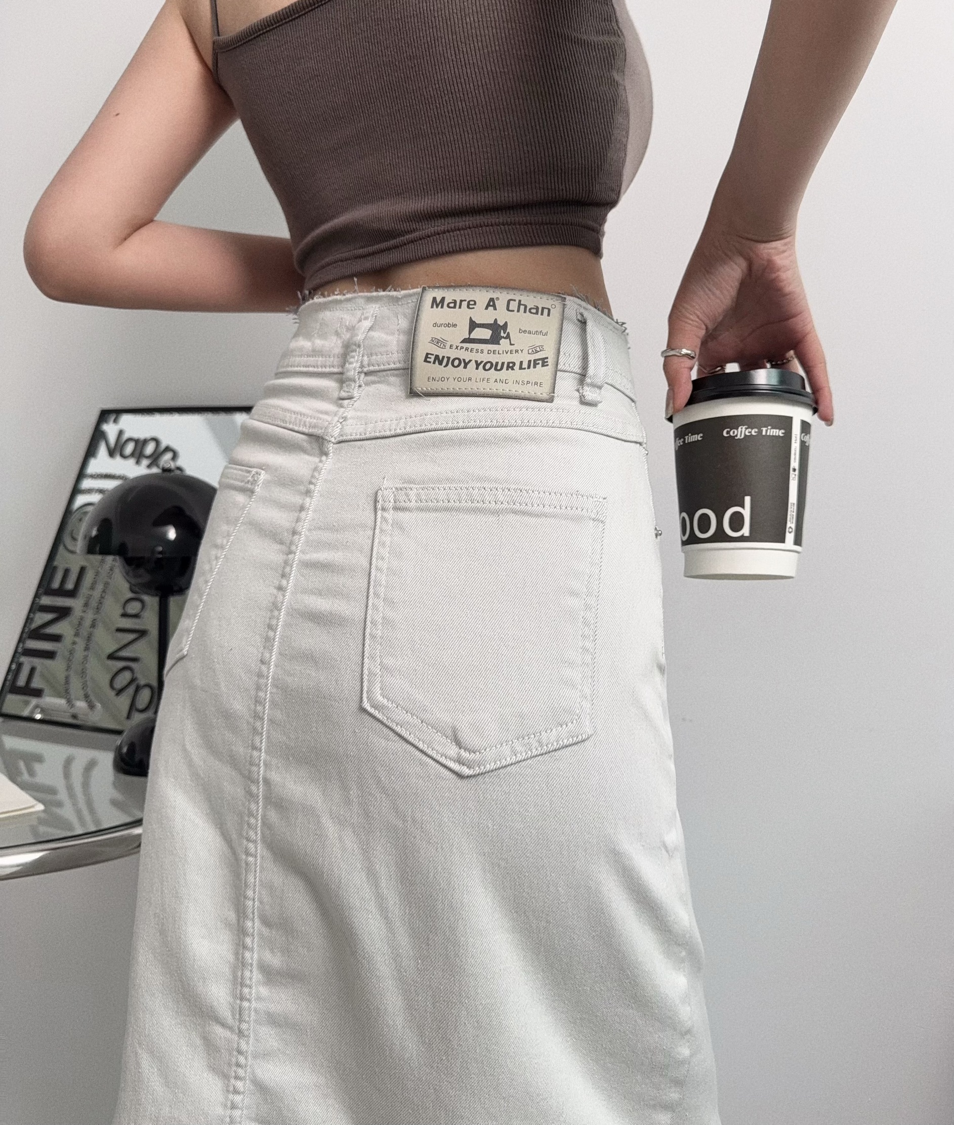 8512『選品』顯瘦直筒開衩牛仔長裙 (2)