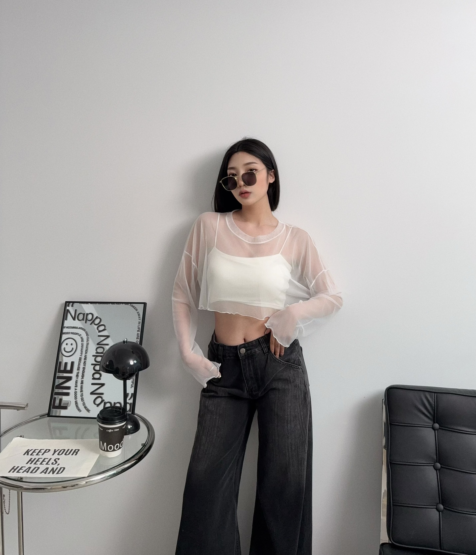 0038『訂製款』木耳邊透膚罩衫+Bra top (4)