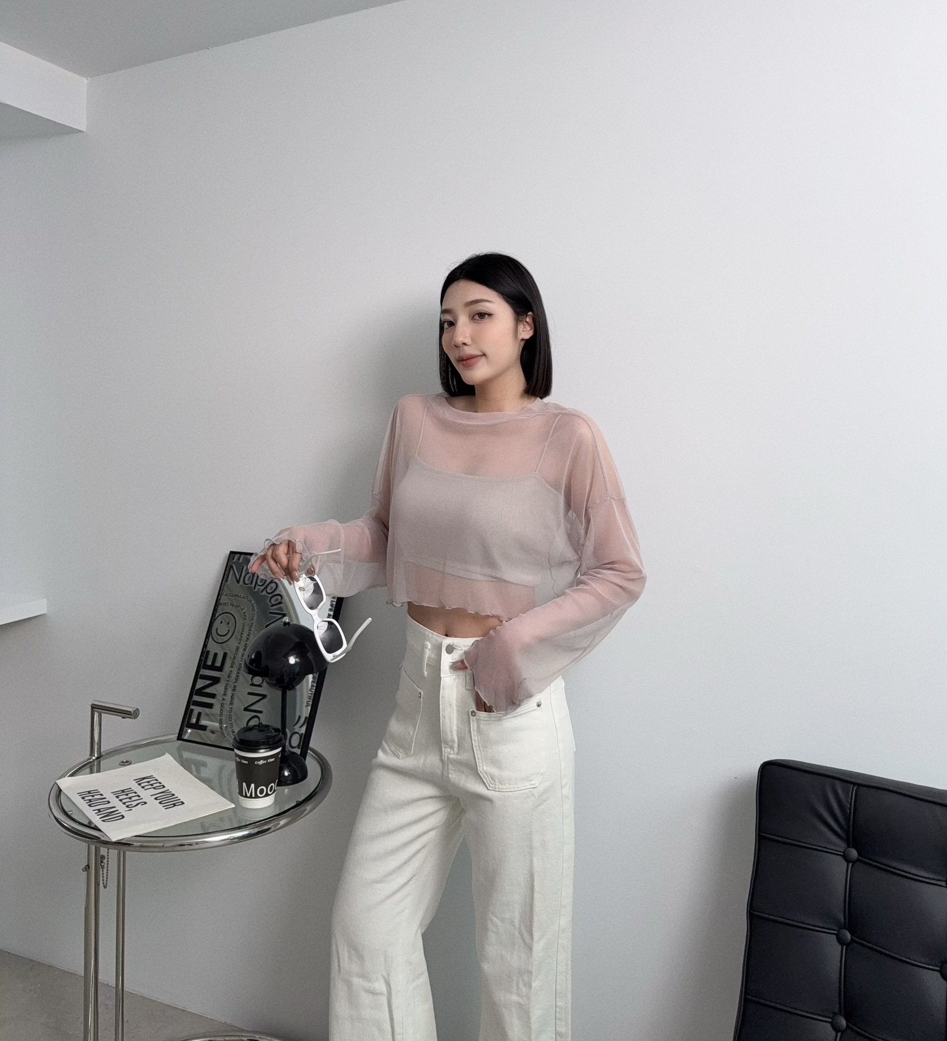 0038『訂製款』木耳邊透膚罩衫+Bra top (3)