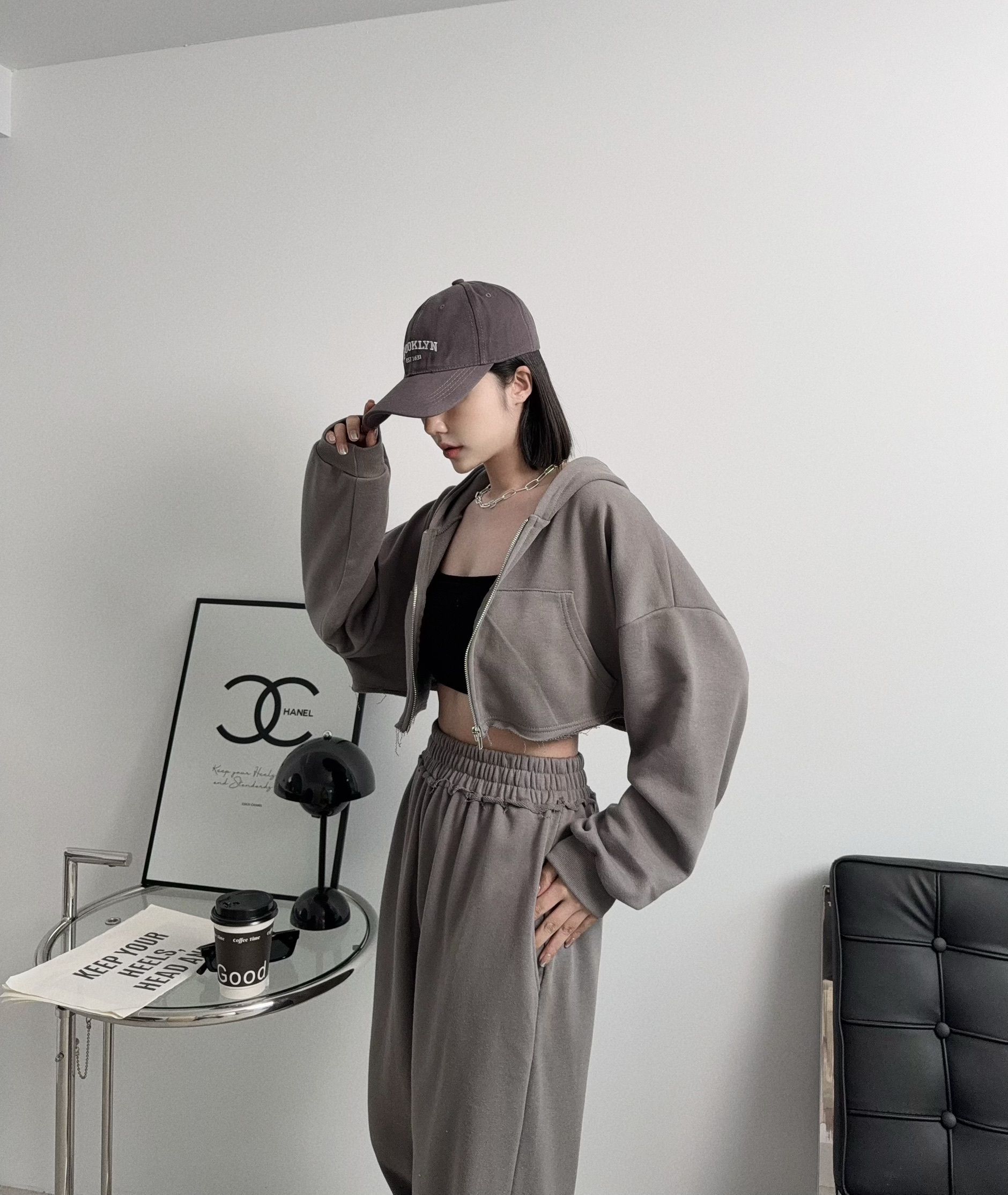 0100『訂製款』個性寬鬆不收邊短版外套SET (5)