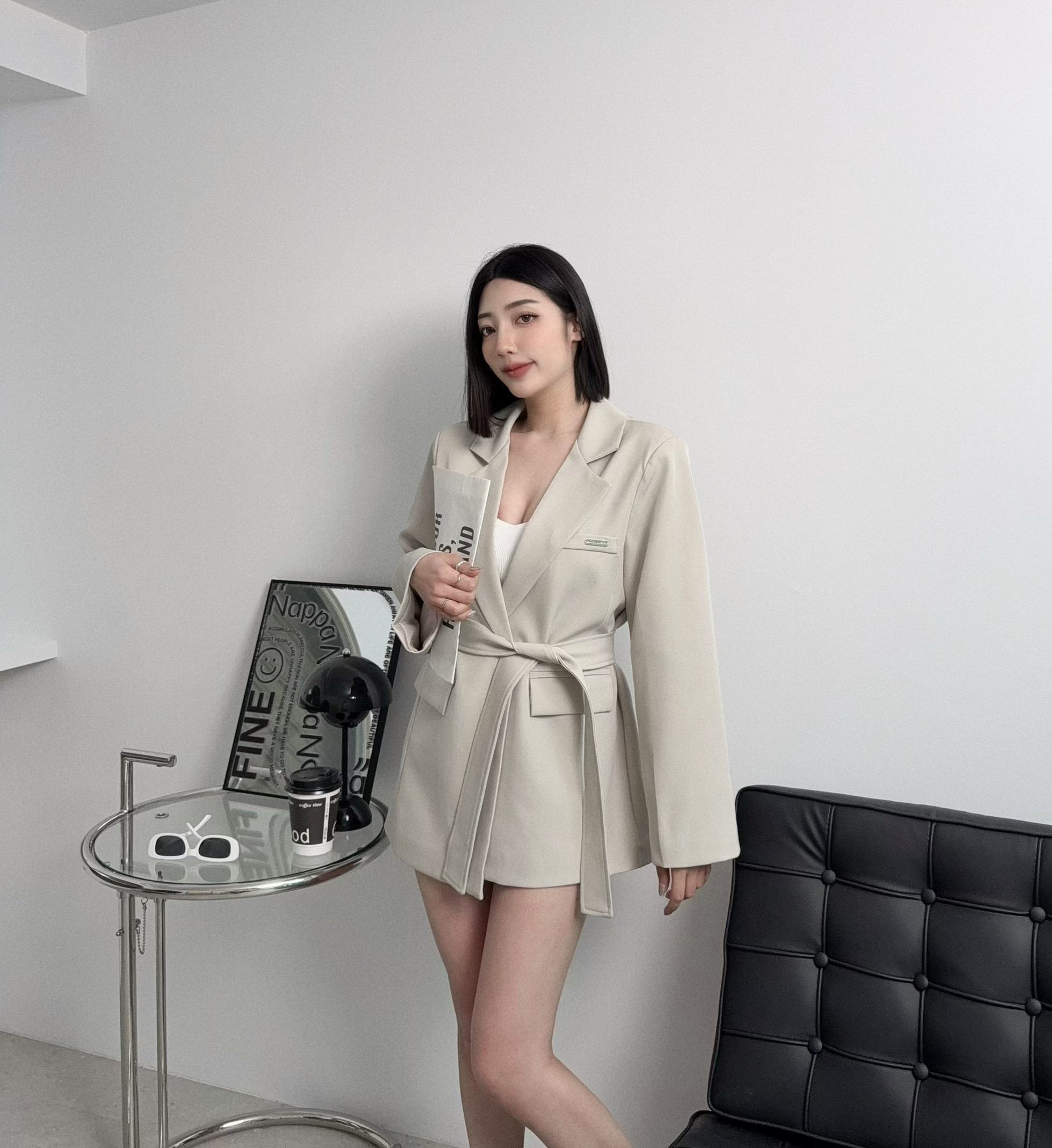 5470『訂製款』韓版鐵標綁帶西裝外套 (3)